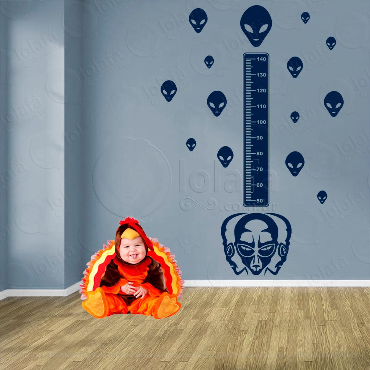 alienígena e aliens adesivo régua de crescimento infantil, medidor de altura para quarto, porta e parede - mod:1183