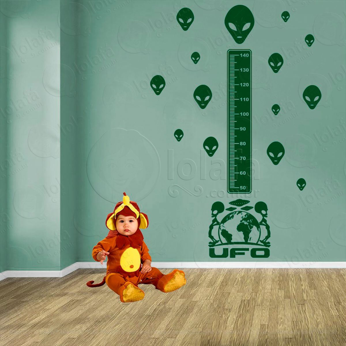 alienígena e aliens adesivo régua de crescimento infantil, medidor de altura para quarto, porta e parede - mod:1186