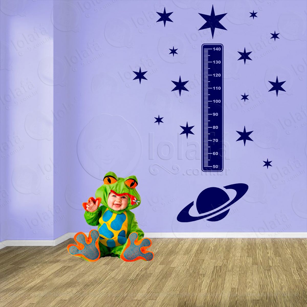 planeta e estrelas adesivo régua de crescimento infantil, medidor de altura para quarto, porta e parede - mod:1203