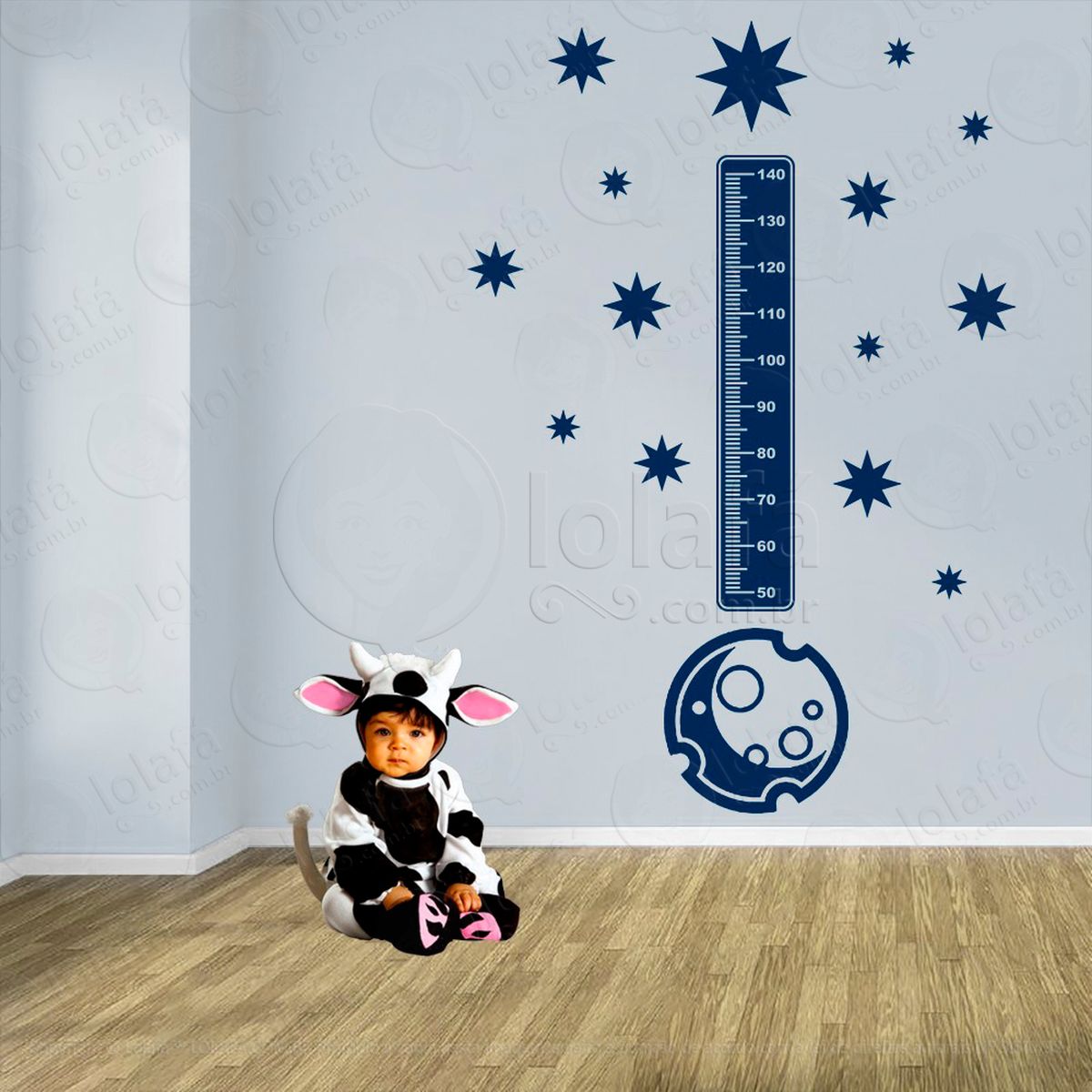 planeta e estrelas adesivo régua de crescimento infantil, medidor de altura para quarto, porta e parede - mod:1206