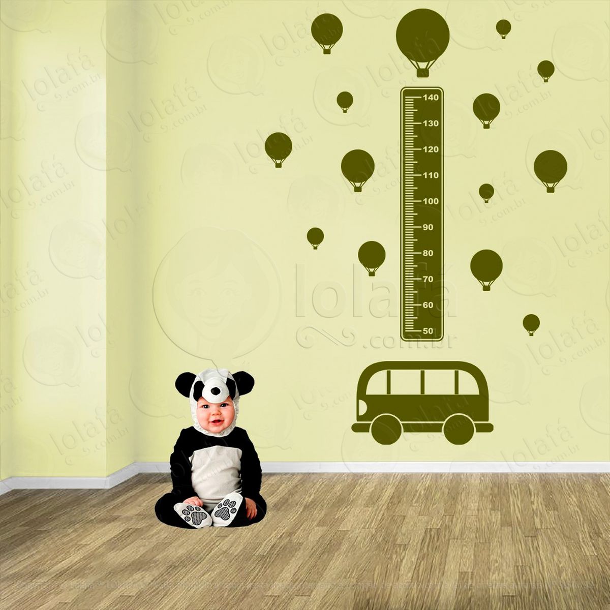 carro e balões adesivo régua de crescimento infantil, medidor de altura para quarto, porta e parede - mod:1384
