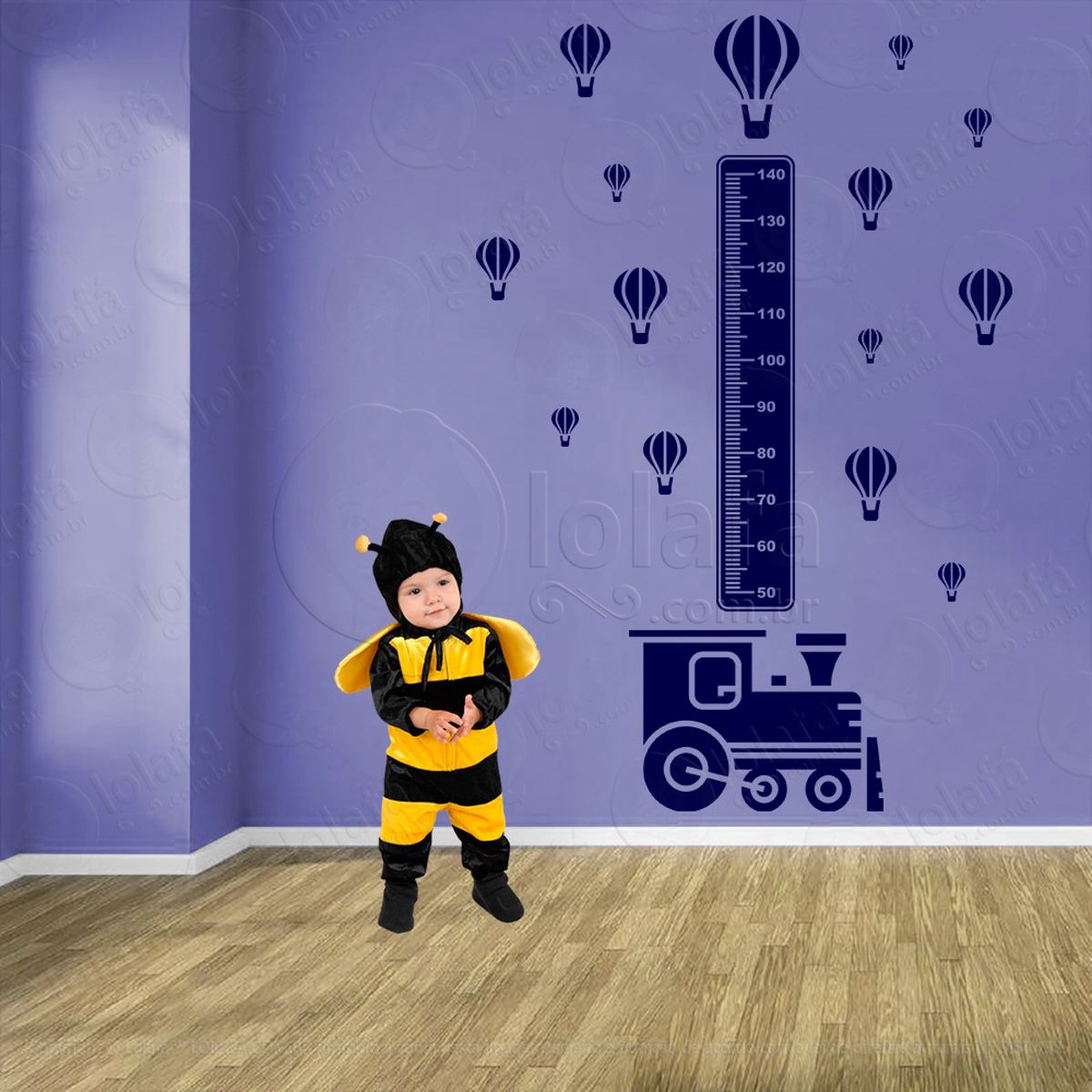 trêm e balões adesivo régua de crescimento infantil, medidor de altura para quarto, porta e parede - mod:1493