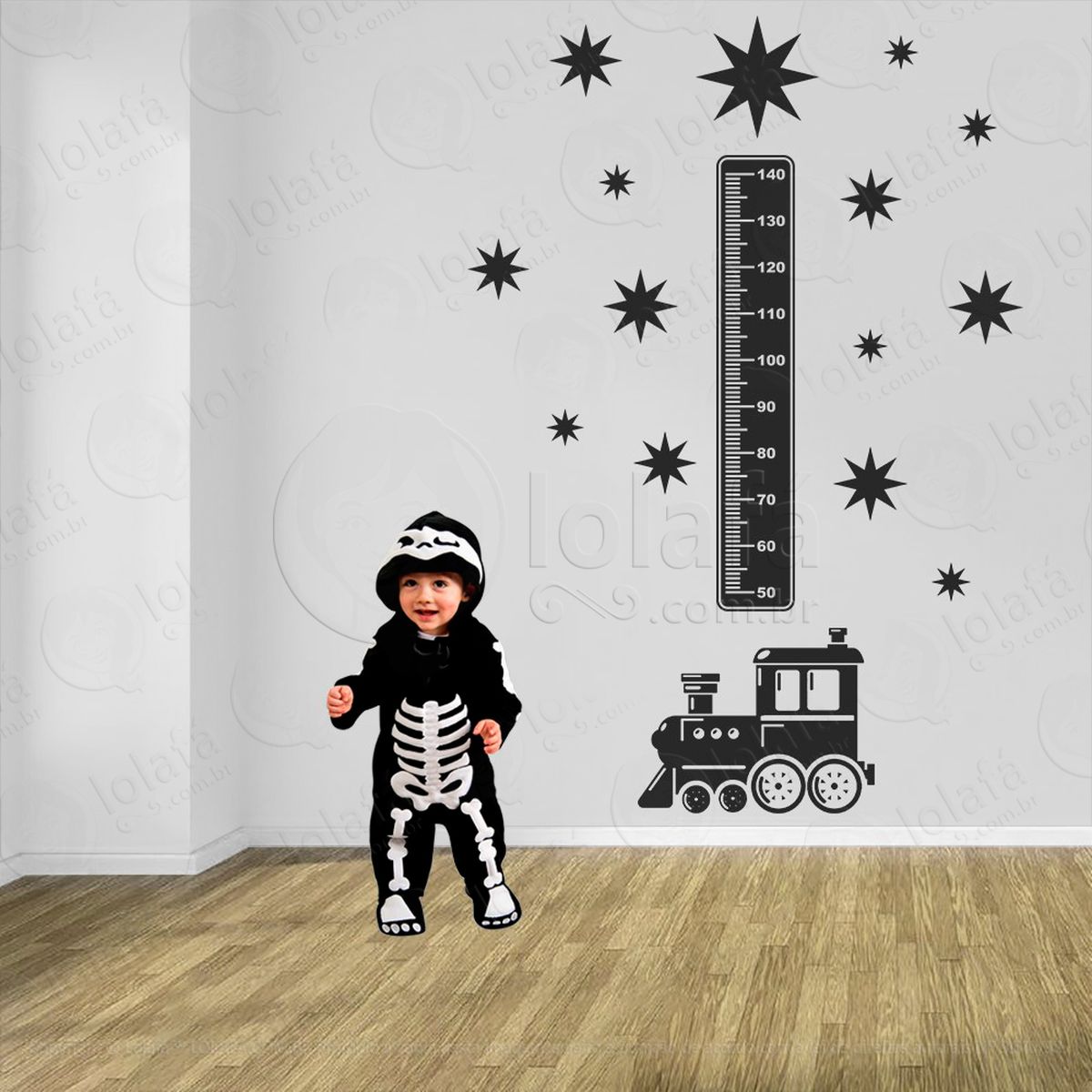 trêm e estrelas adesivo régua de crescimento infantil, medidor de altura para quarto, porta e parede - mod:1494