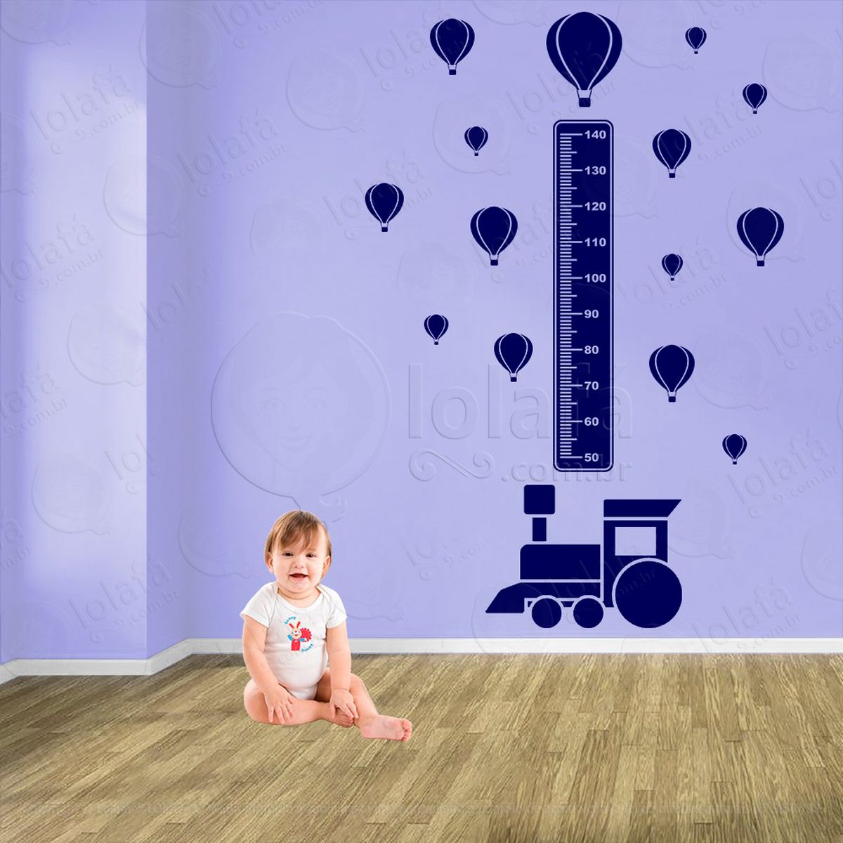 trêm e balões adesivo régua de crescimento infantil, medidor de altura para quarto, porta e parede - mod:1499