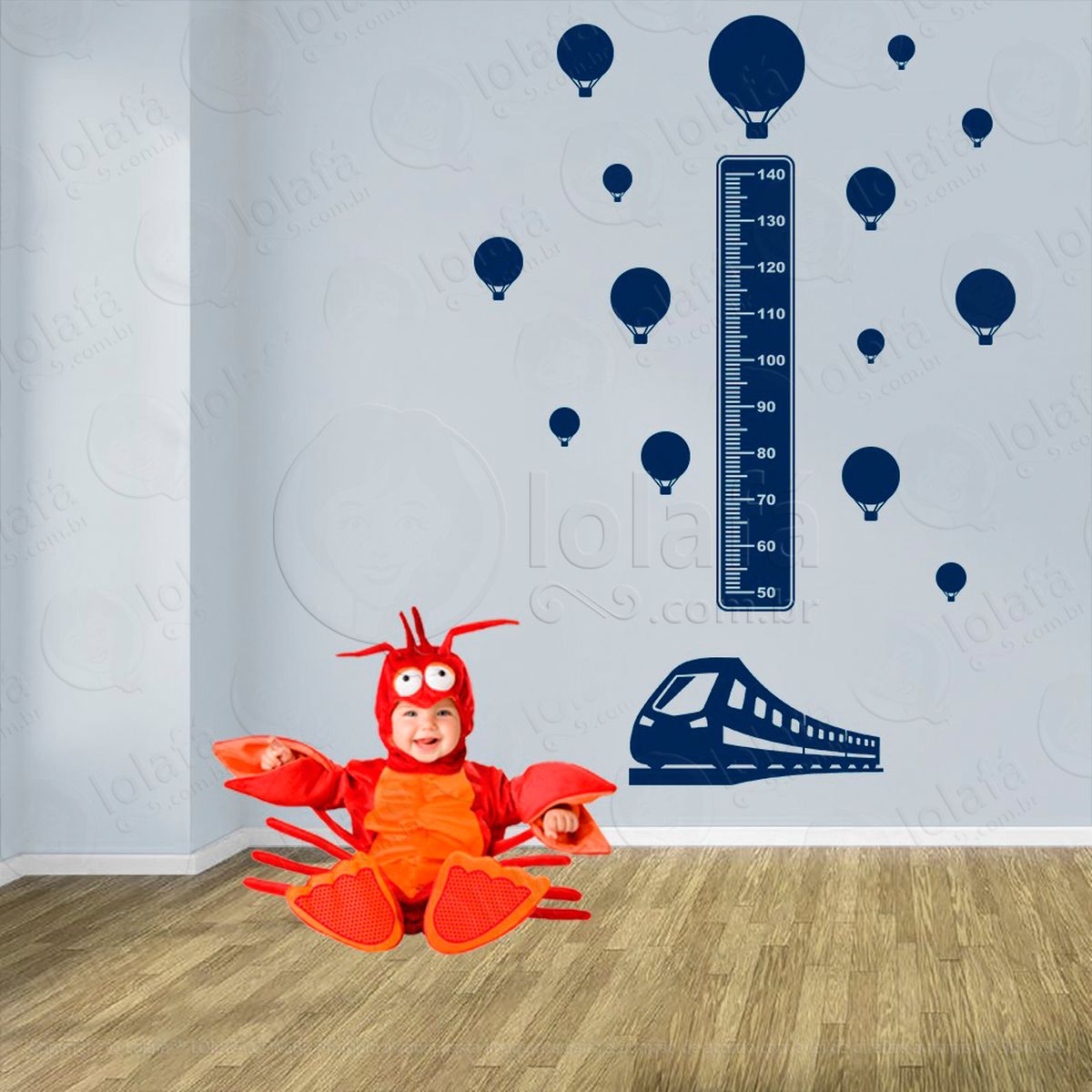 trêm e balões adesivo régua de crescimento infantil, medidor de altura para quarto, porta e parede - mod:1502