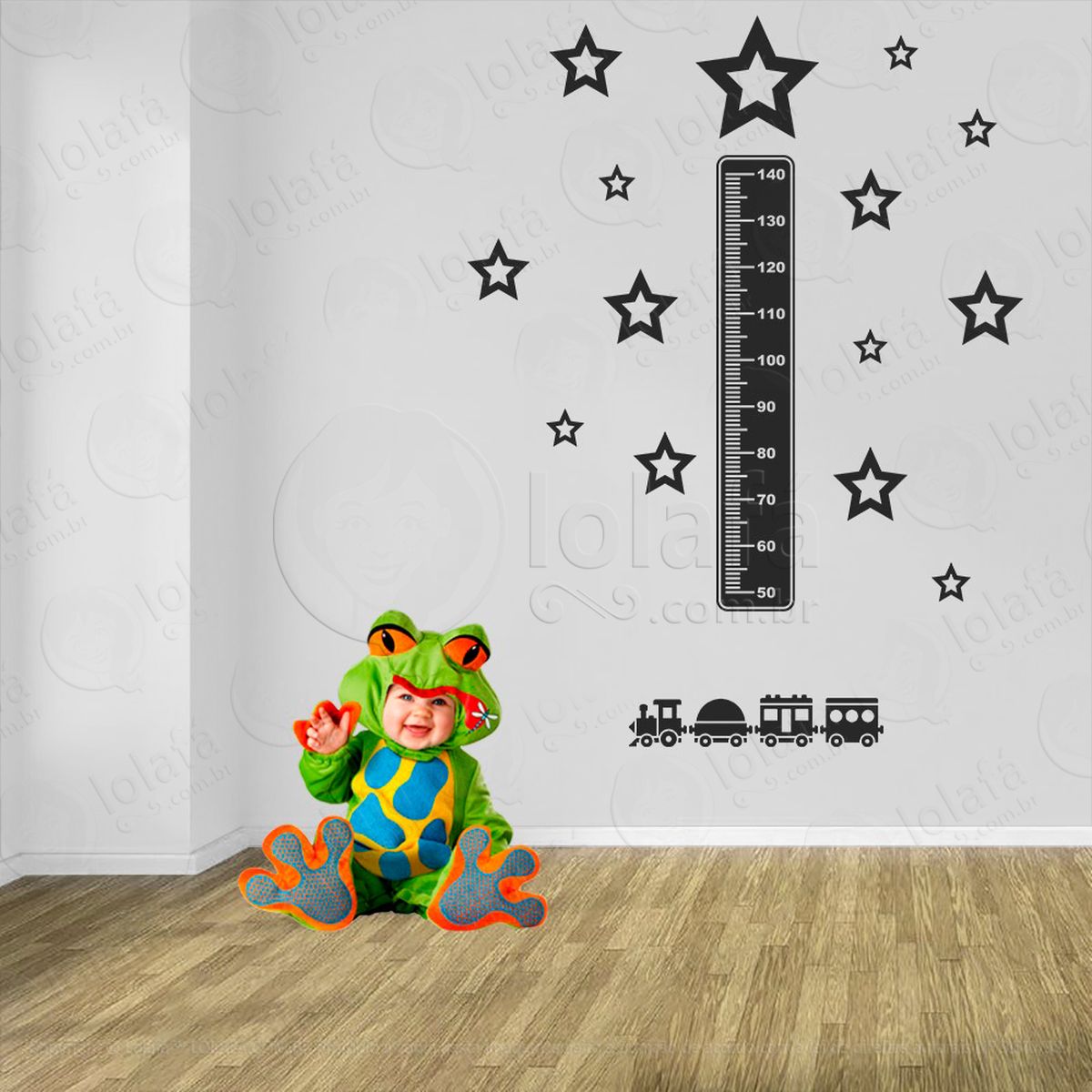 trêm e estrelas adesivo régua de crescimento infantil, medidor de altura para quarto, porta e parede - mod:1503