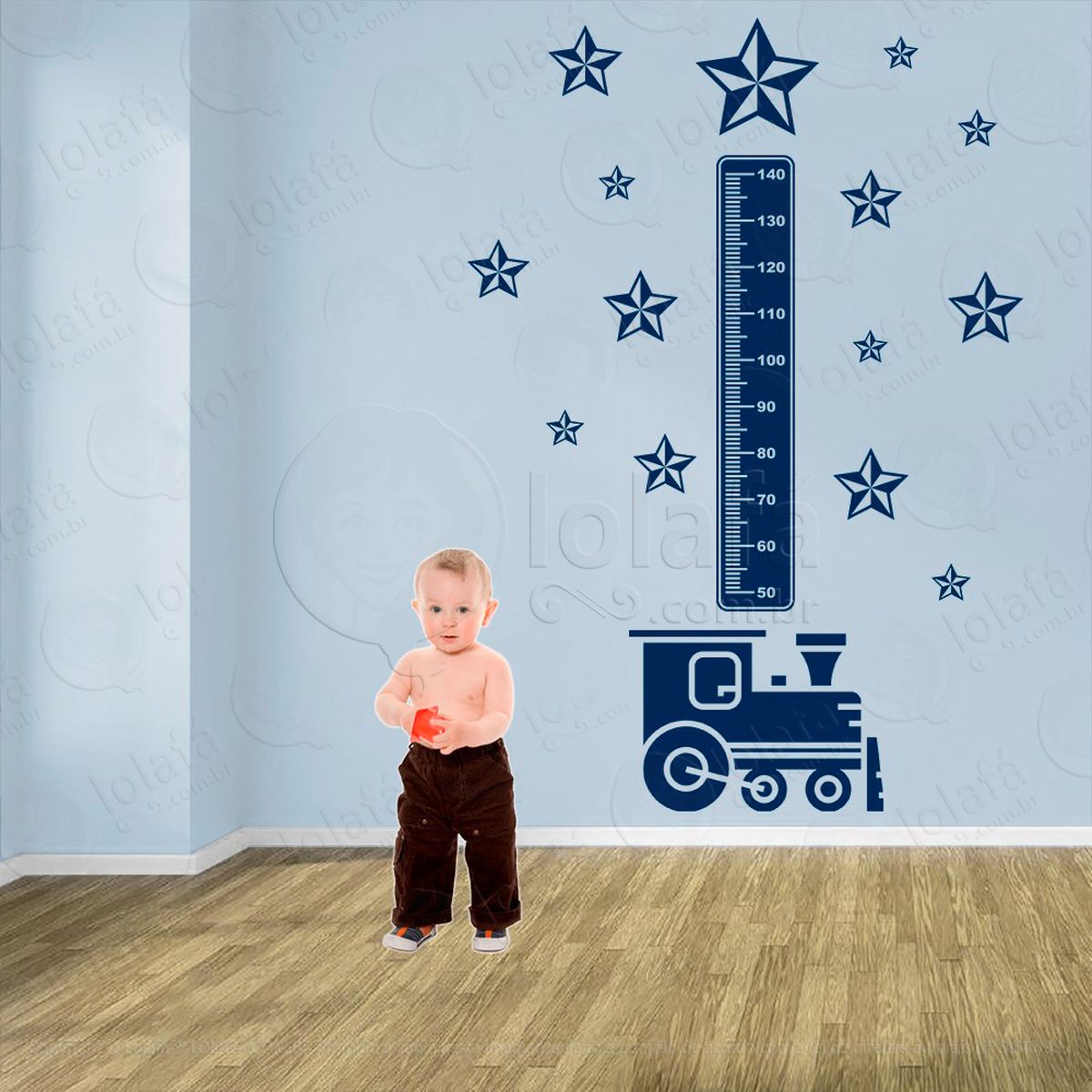 trêm e estrelas adesivo régua de crescimento infantil, medidor de altura para quarto, porta e parede - mod:1509