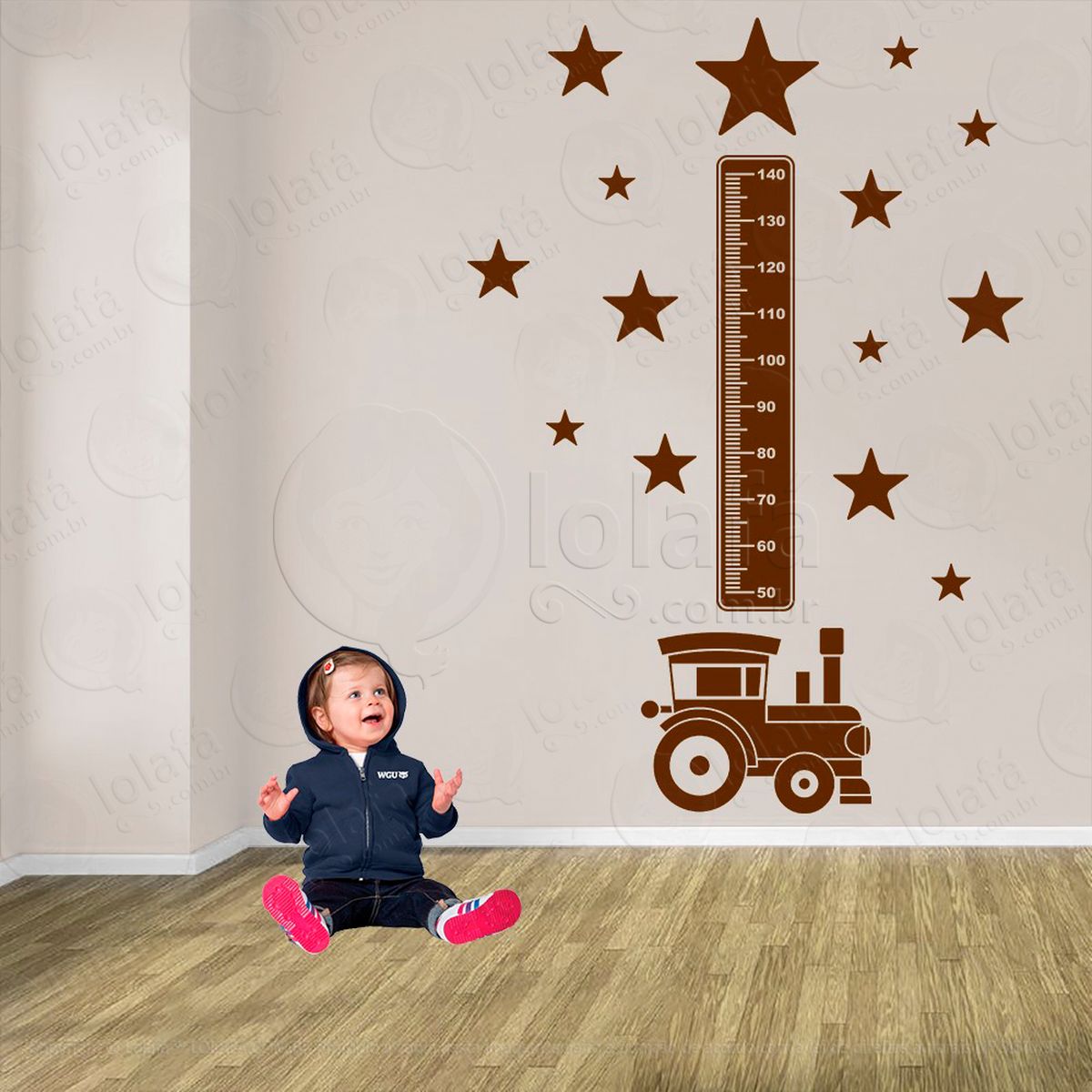 trêm e estrelas adesivo régua de crescimento infantil, medidor de altura para quarto, porta e parede - mod:1515