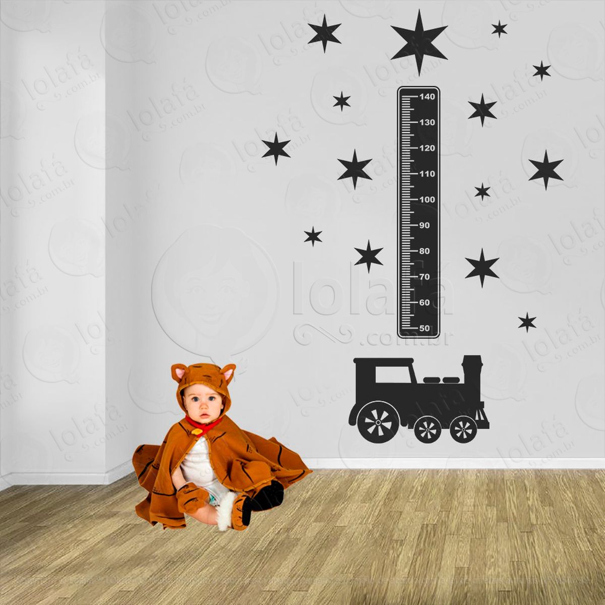 trêm e estrelas adesivo régua de crescimento infantil, medidor de altura para quarto, porta e parede - mod:1516