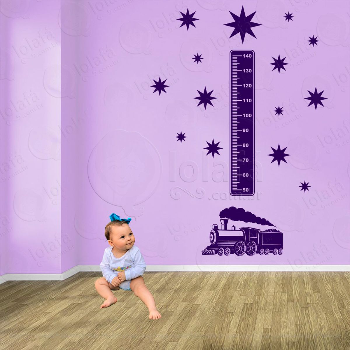 trêm e estrelas adesivo régua de crescimento infantil, medidor de altura para quarto, porta e parede - mod:1519