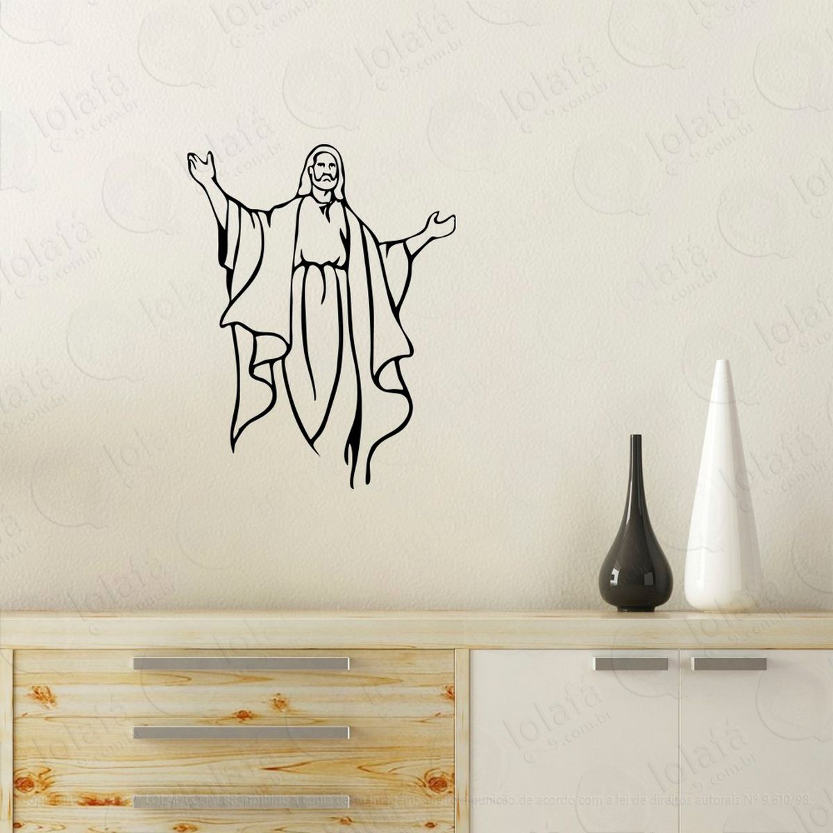 jesus cristo adesivo de parede decorativo para casa, quarto, sala e vidro - mod:15