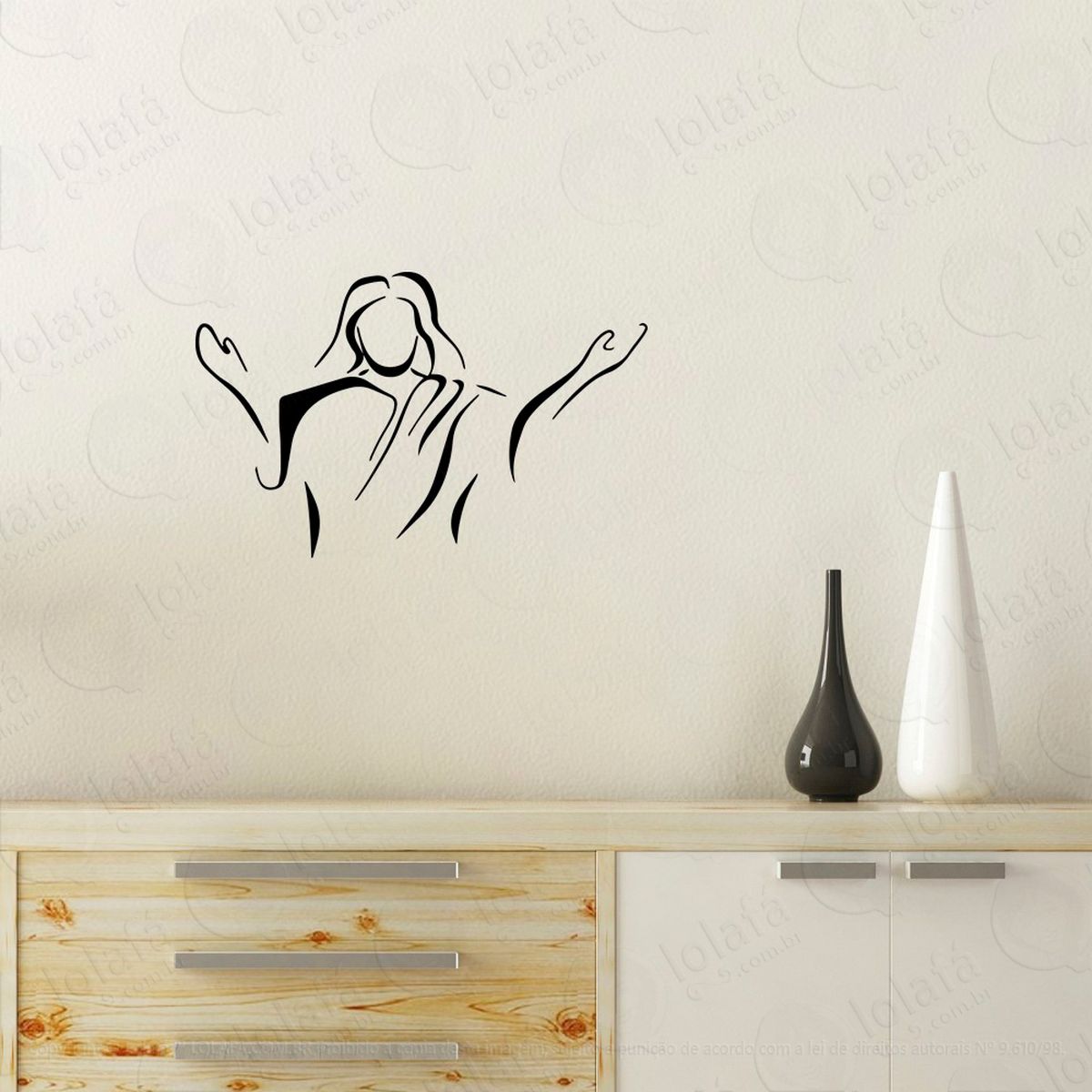 jesus cristo adesivo de parede decorativo para casa, quarto, sala e vidro - mod:16