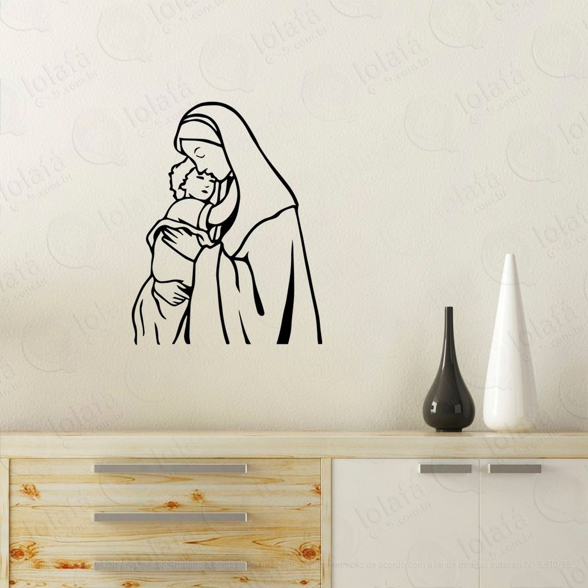 nossa senhora adesivo de parede decorativo para casa, quarto, sala e vidro - mod:24