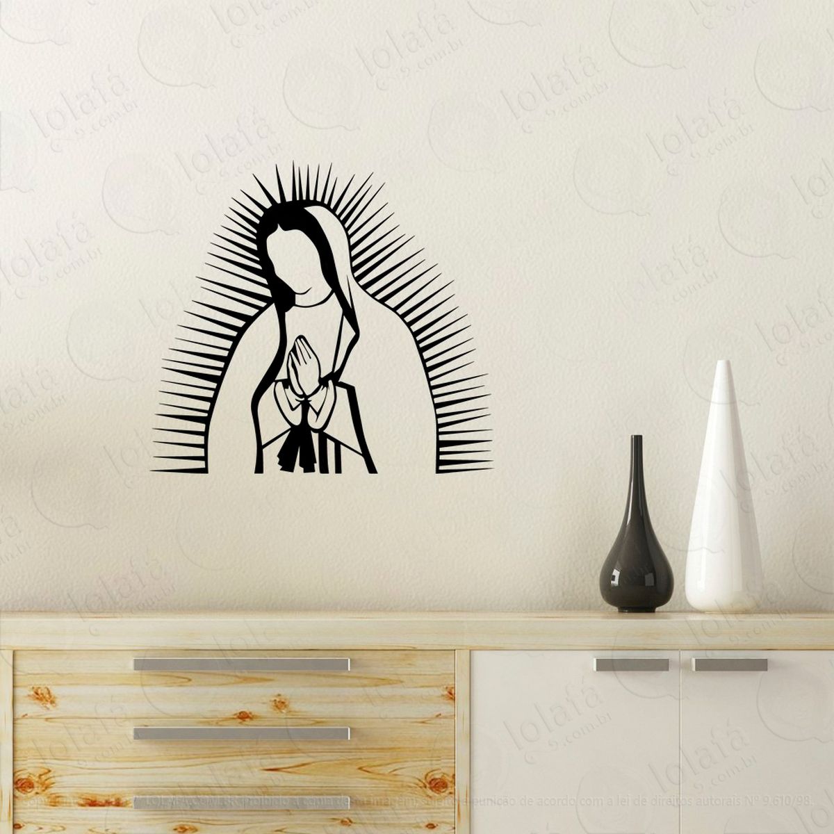 nossa senhora adesivo de parede decorativo para casa, quarto, sala e vidro - mod:25