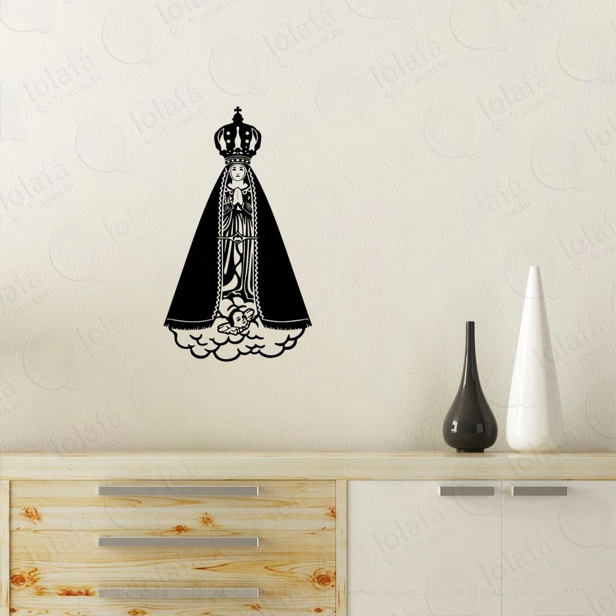 nossa senhora aparecida adesivo de parede decorativo para casa, quarto, sala e vidro - mod:27