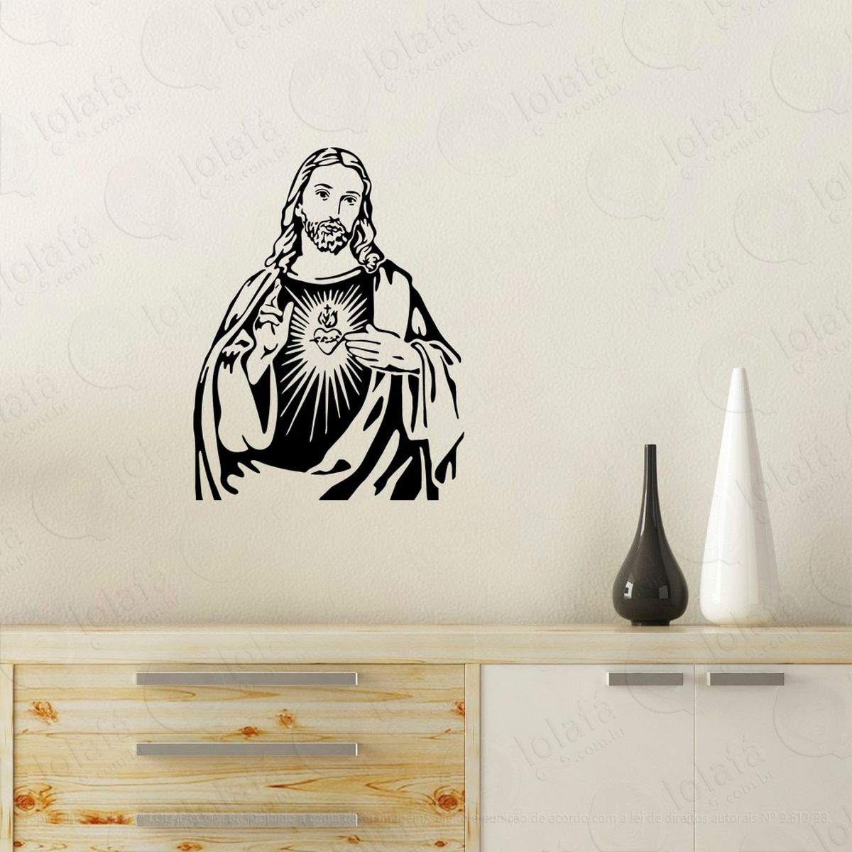 jesus cristo adesivo de parede decorativo para casa, quarto, sala e vidro - mod:29