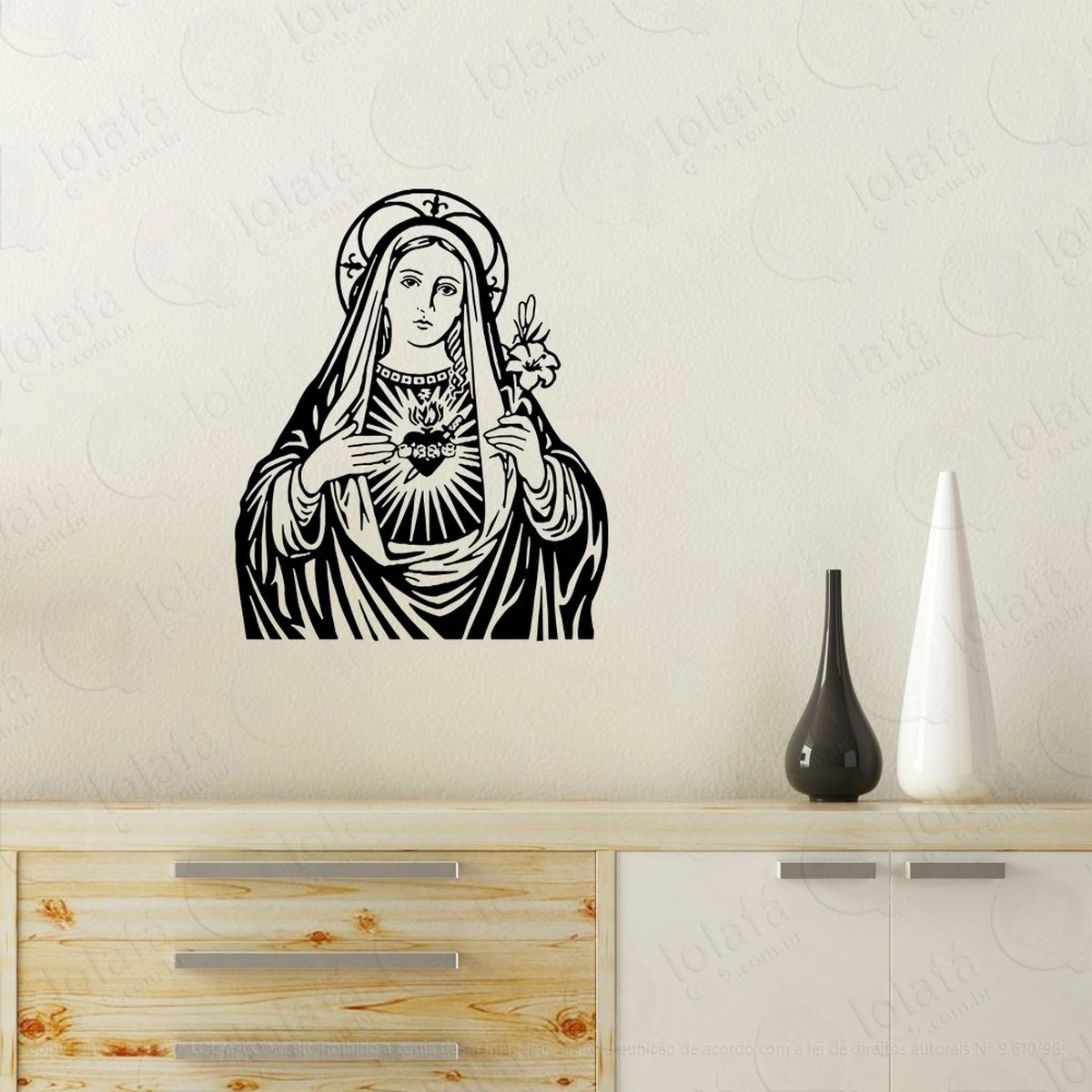 nossa senhora adesivo de parede decorativo para casa, quarto, sala e vidro - mod:30