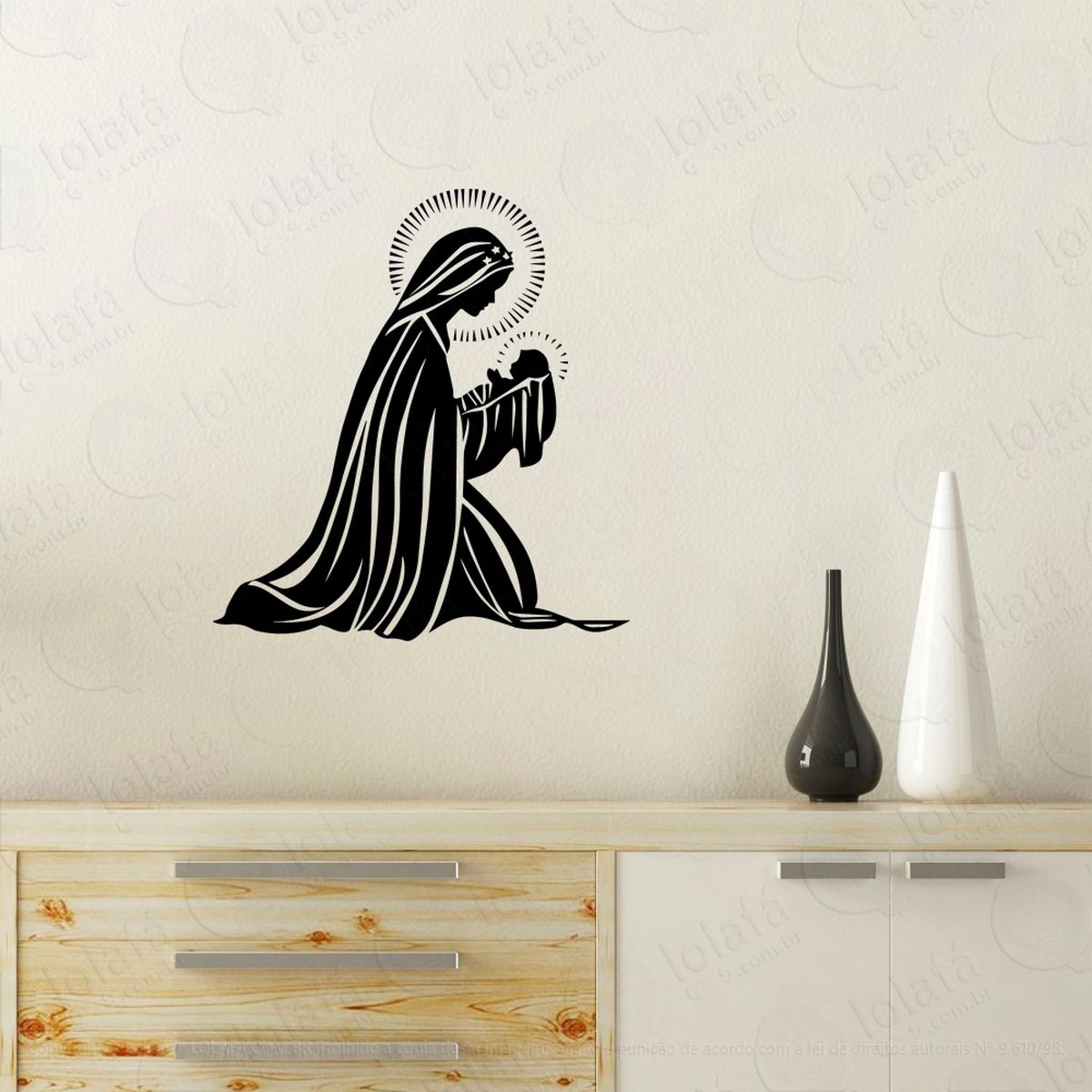 nossa senhora adesivo de parede decorativo para casa, quarto, sala e vidro - mod:31