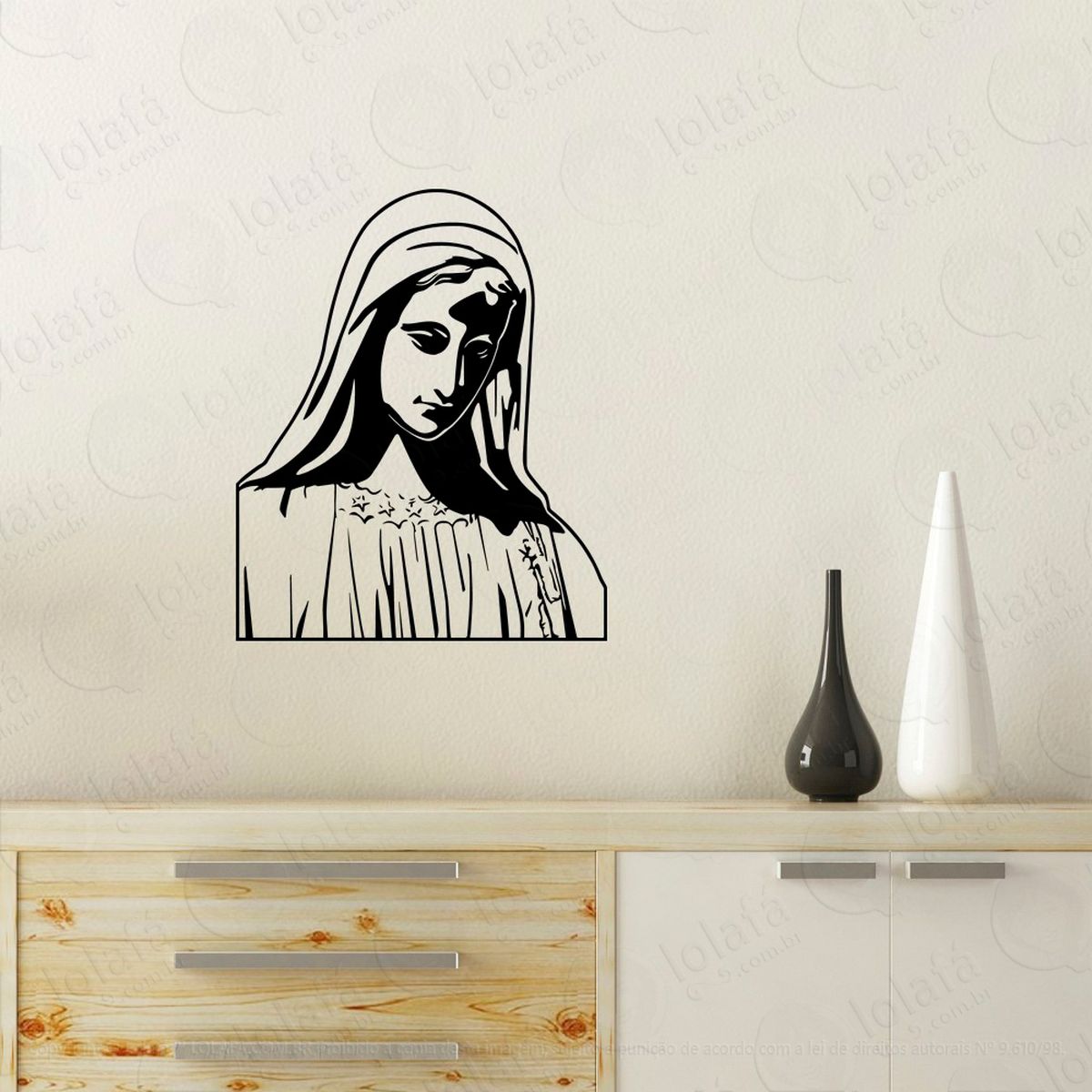 nossa senhora adesivo de parede decorativo para casa, quarto, sala e vidro - mod:32