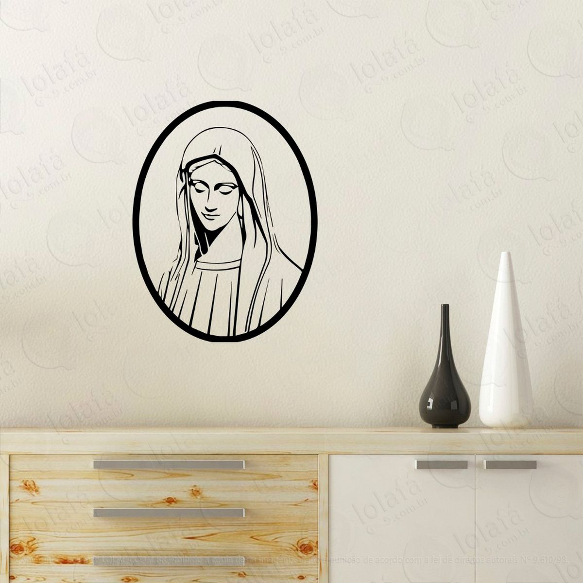 nossa senhora adesivo de parede decorativo para casa, quarto, sala e vidro - mod:34