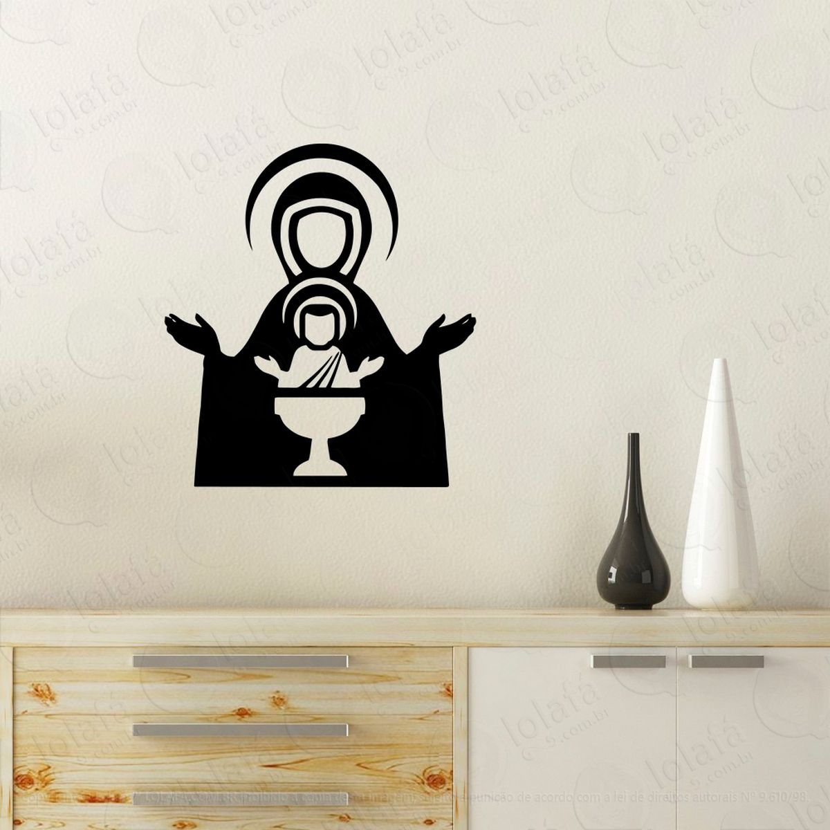 nossa senhora adesivo de parede decorativo para casa, quarto, sala e vidro - mod:36