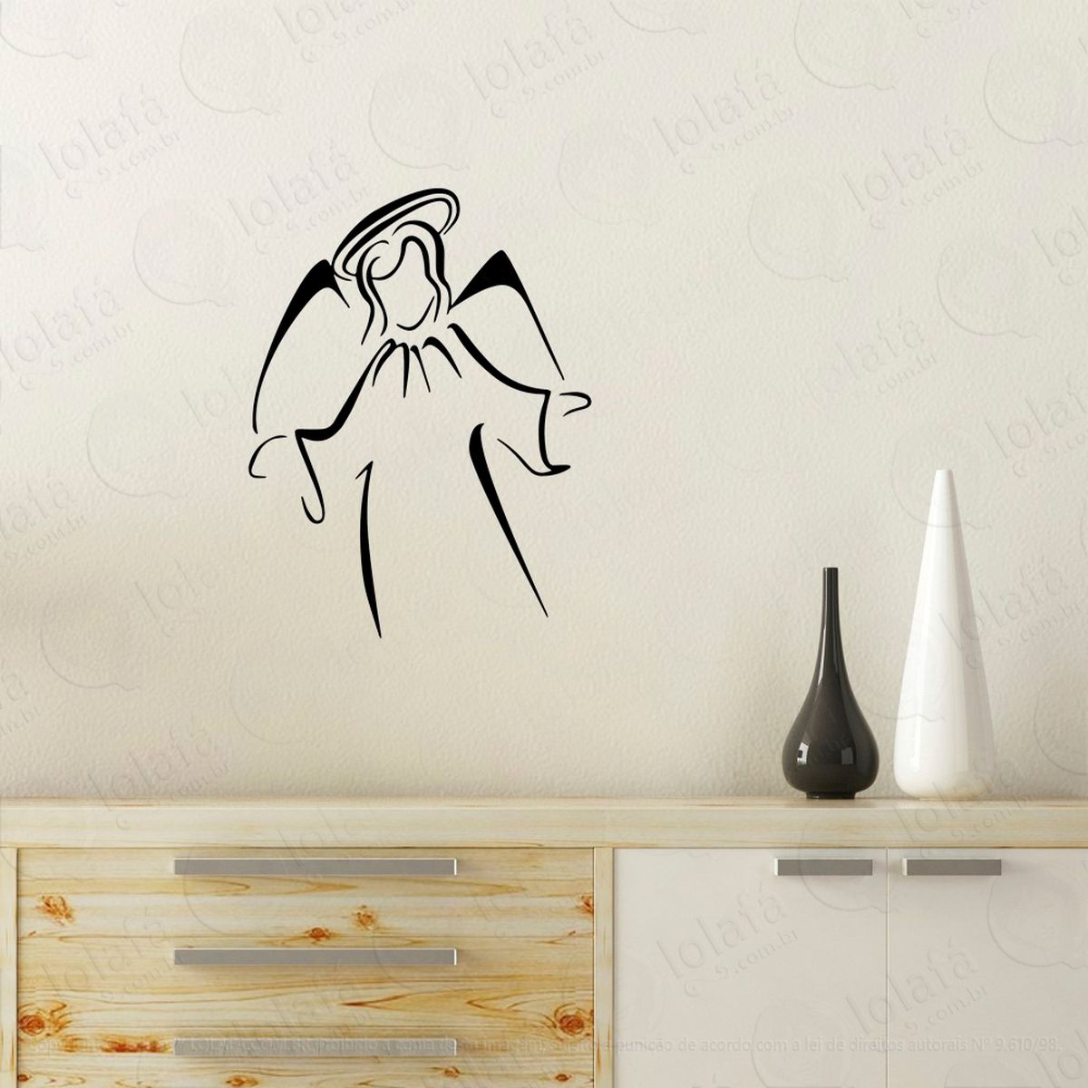 anjo adesivo de parede decorativo para casa, quarto, sala e vidro - mod:42