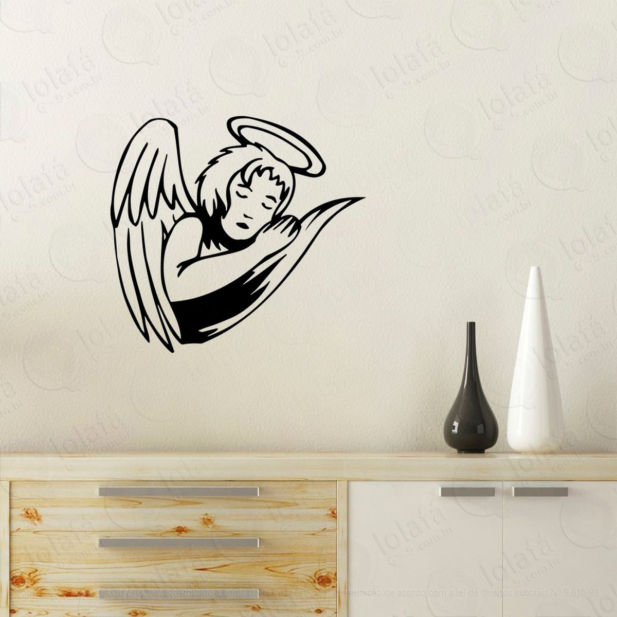 anjo adesivo de parede decorativo para casa, quarto, sala e vidro - mod:44