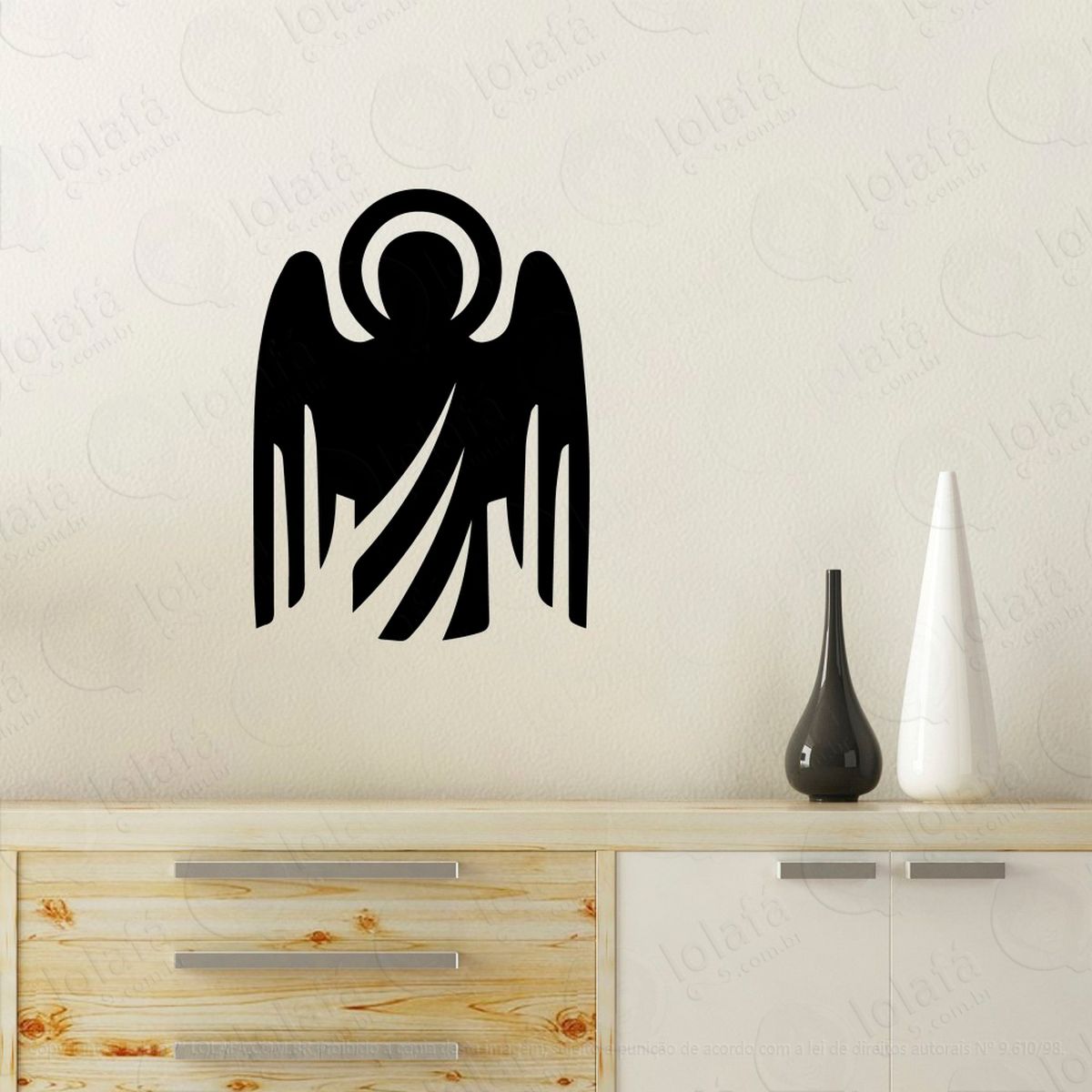 anjo adesivo de parede decorativo para casa, quarto, sala e vidro - mod:52