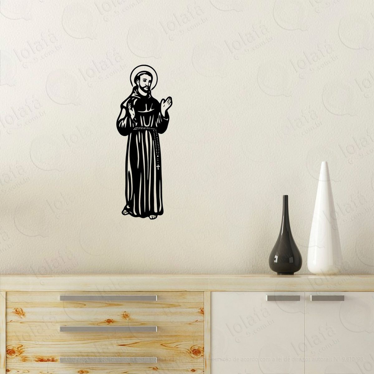 santo antônio adesivo de parede decorativo para casa, quarto, sala e vidro - mod:55