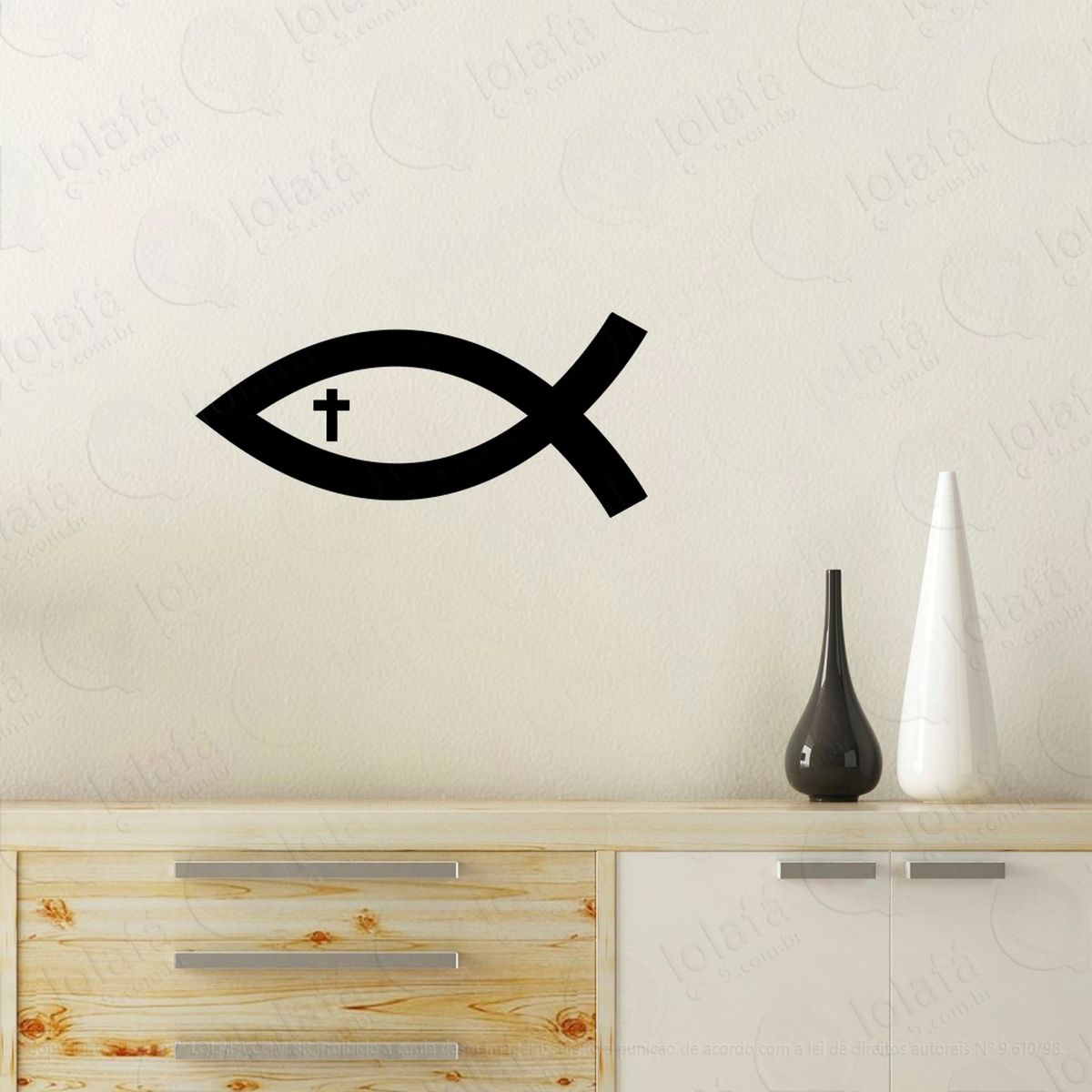 peixe de jesus adesivo de parede decorativo para casa, quarto, sala e vidro - mod:82