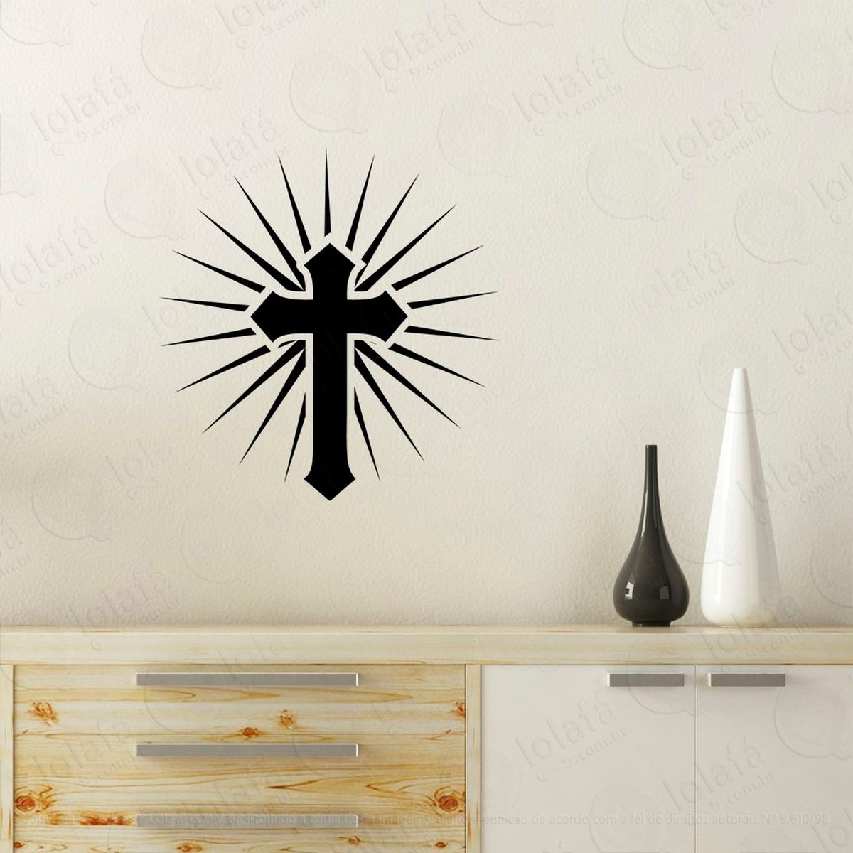 cruz adesivo de parede decorativo para casa, quarto, sala e vidro - mod:83