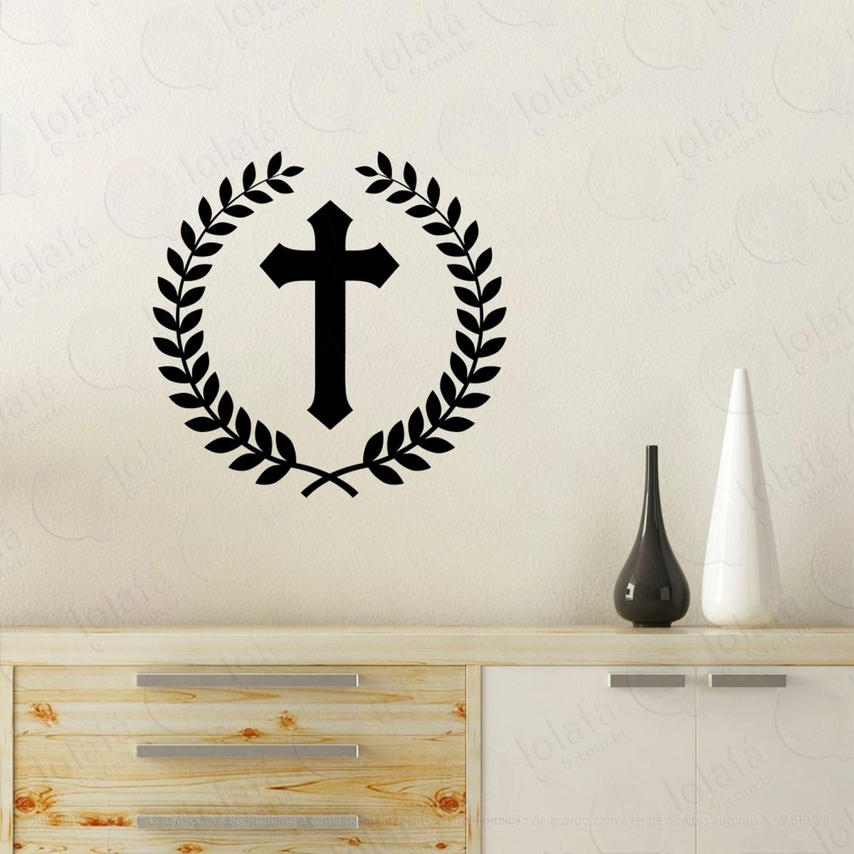 cruz adesivo de parede decorativo para casa, quarto, sala e vidro - mod:85