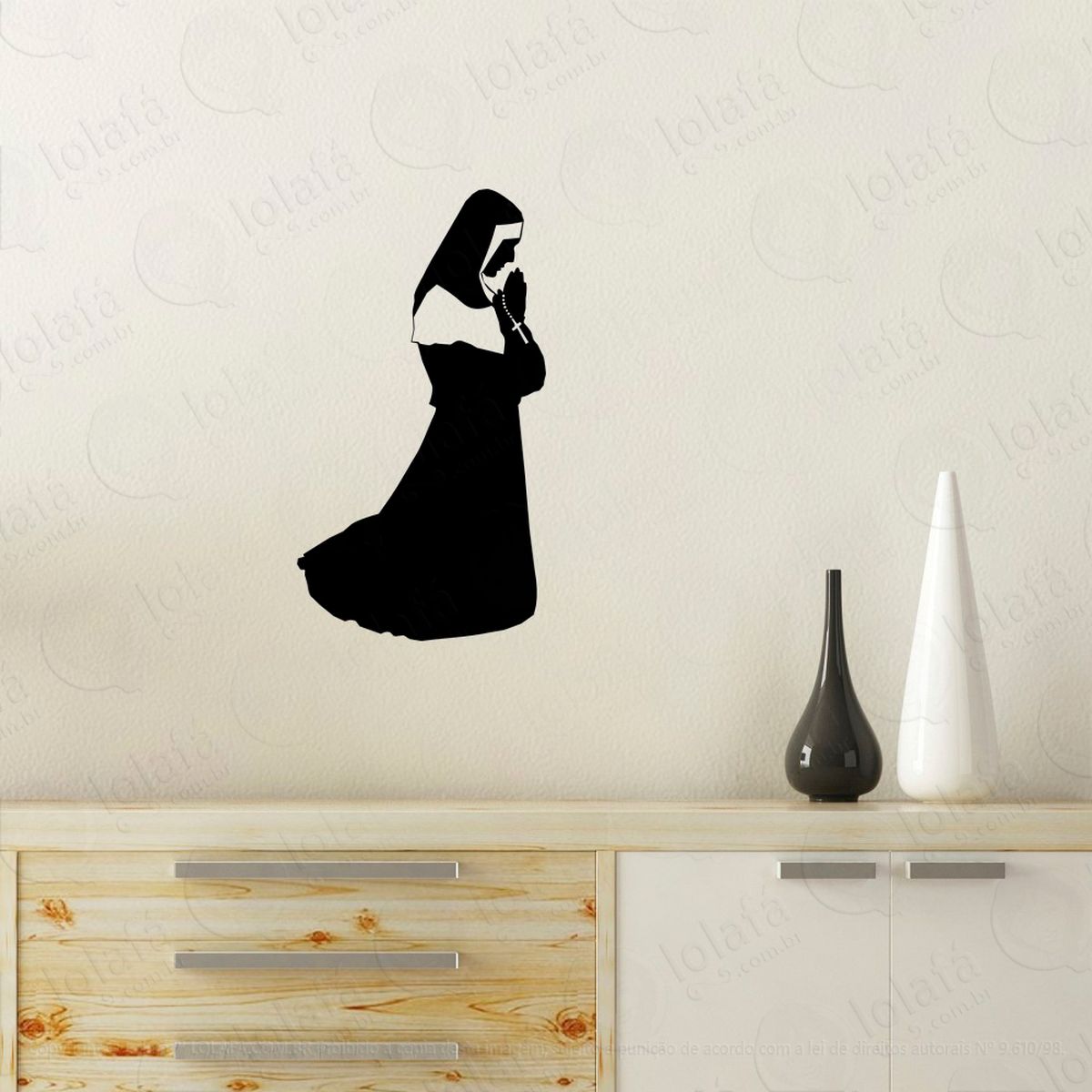 freira adesivo de parede decorativo para casa, quarto, sala e vidro - mod:93