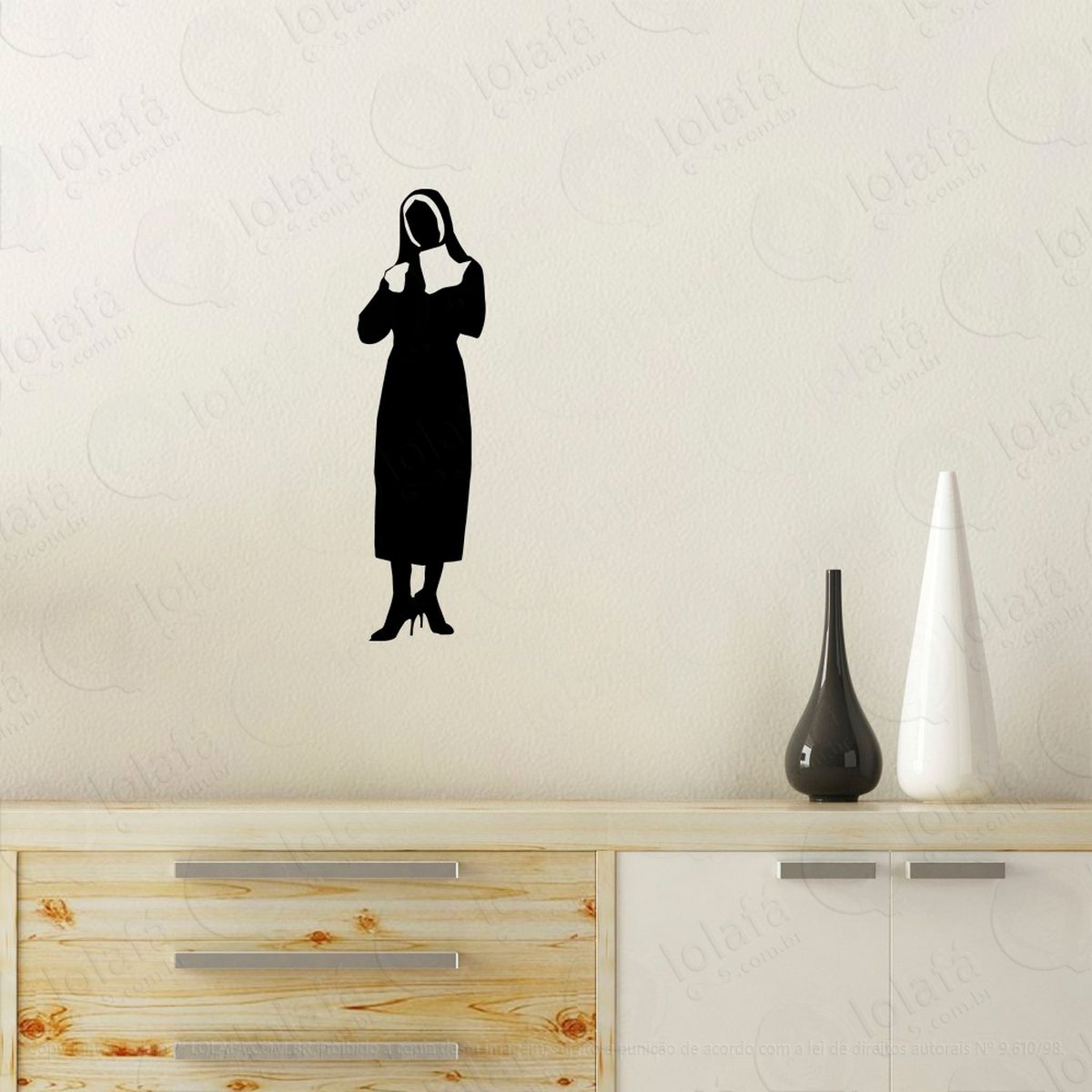 freira adesivo de parede decorativo para casa, quarto, sala e vidro - mod:94