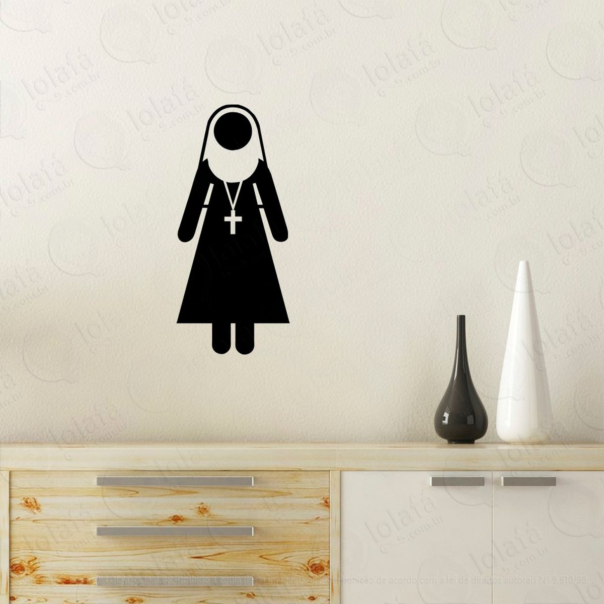 freira adesivo de parede decorativo para casa, quarto, sala e vidro - mod:96