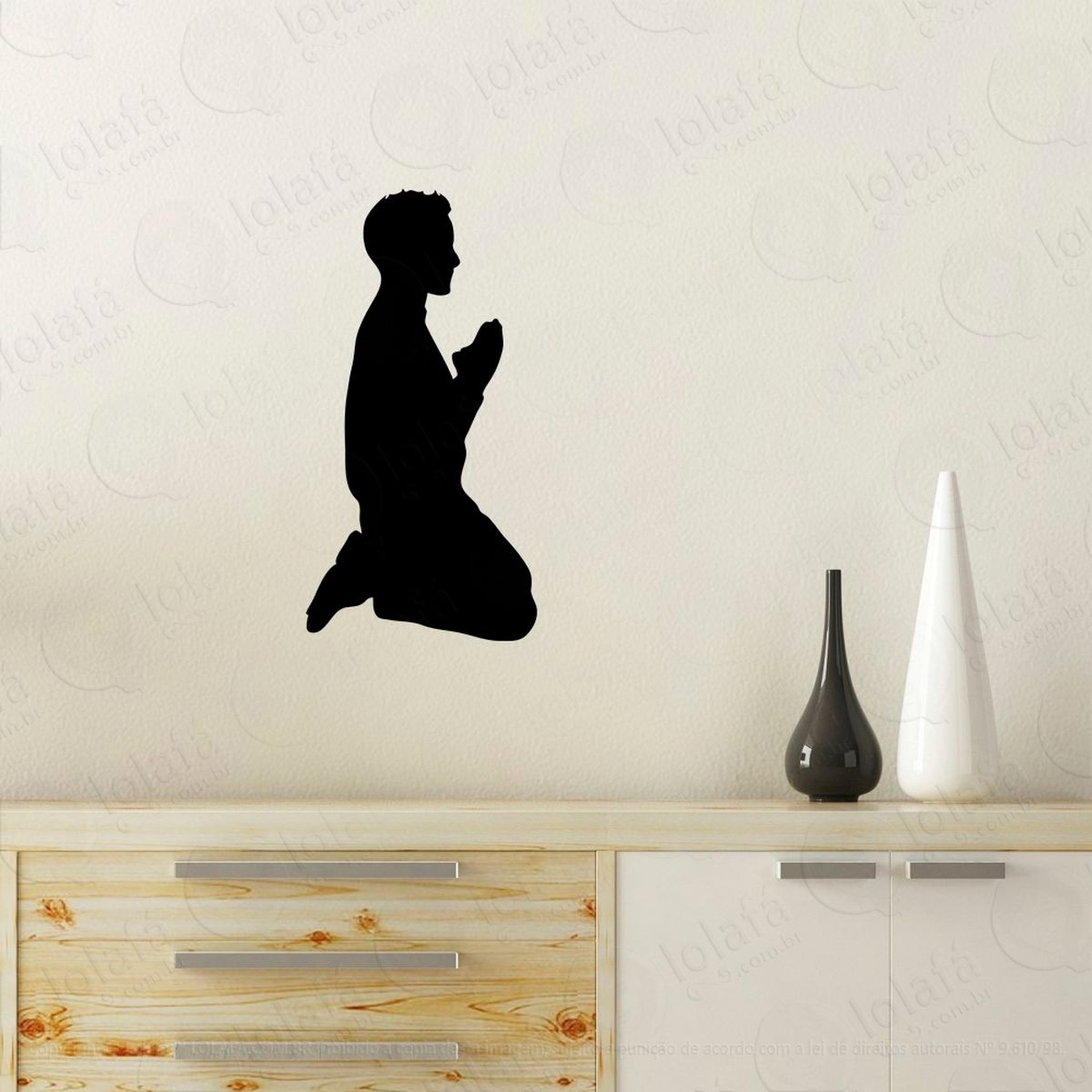 homem rezando adesivo de parede decorativo para casa, quarto, sala e vidro - mod:97