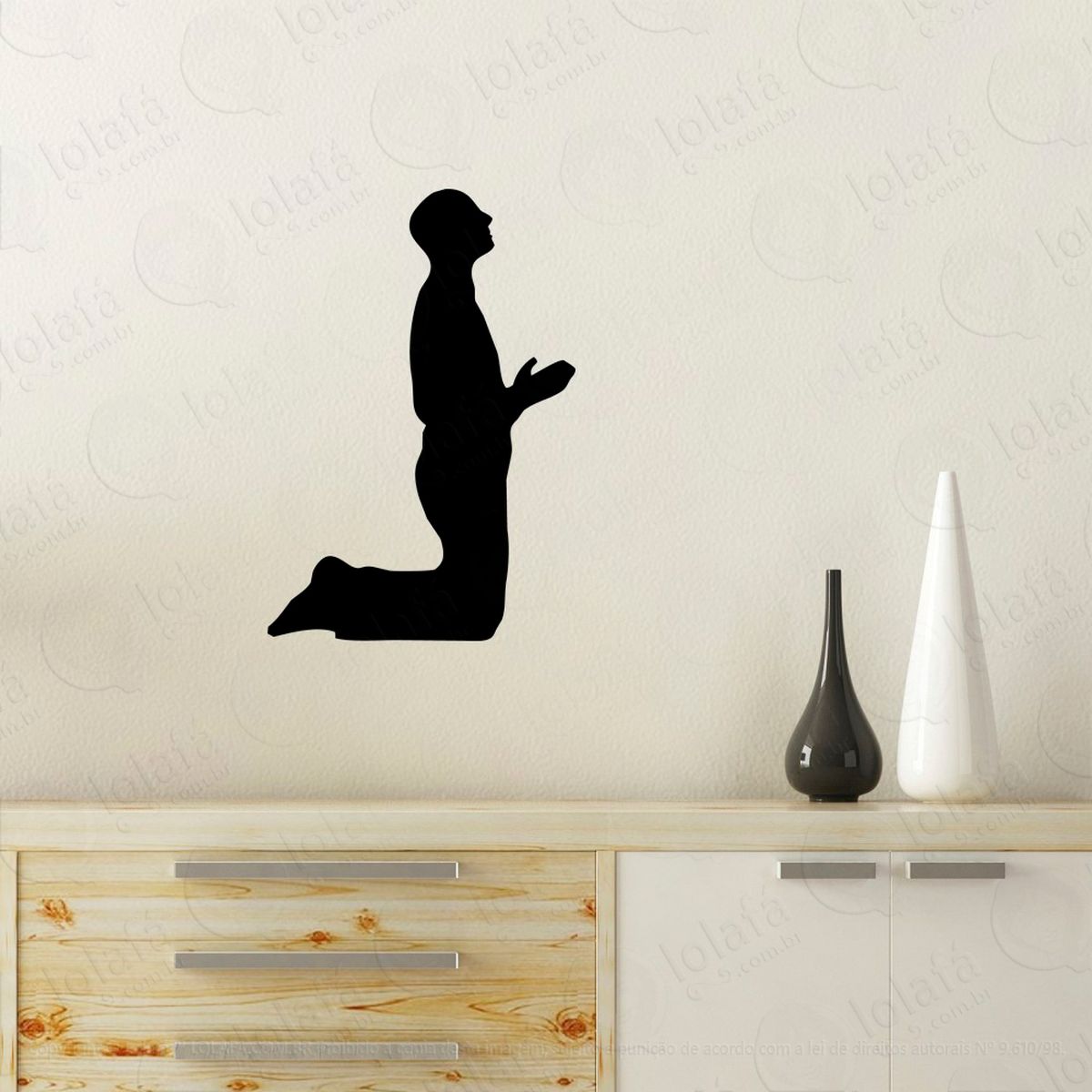 homem rezando adesivo de parede decorativo para casa, quarto, sala e vidro - mod:98