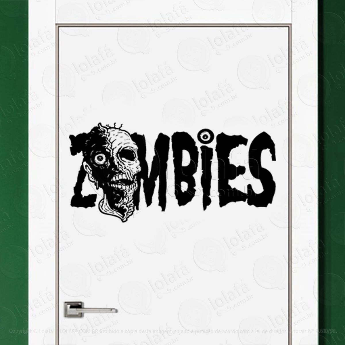 zombie adesivo de parede para quarto, porta e vidro - mod:23