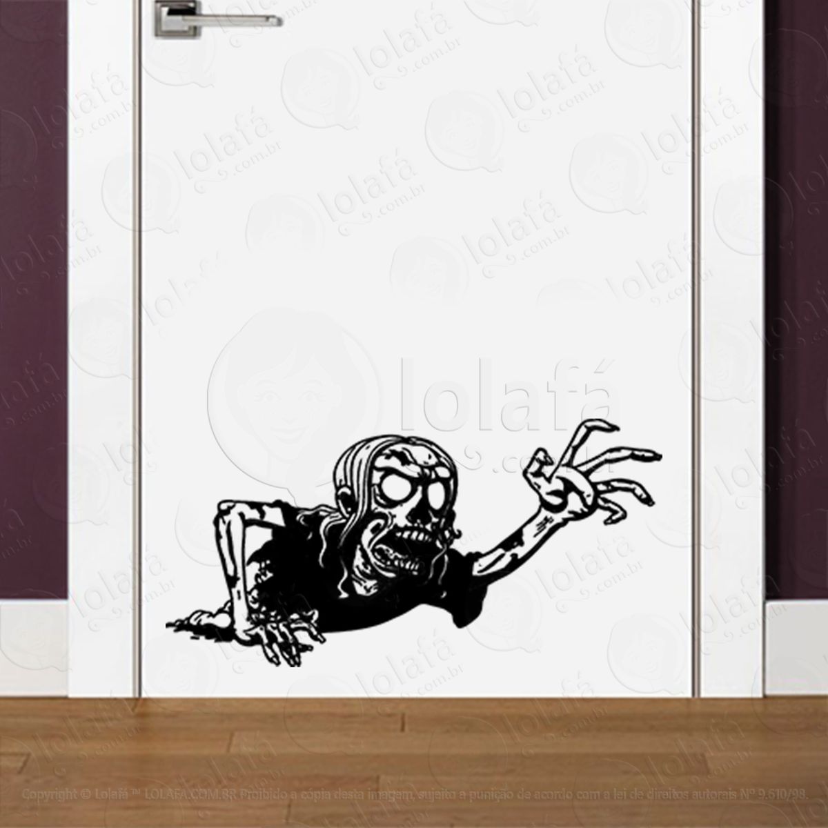 zombie adesivo de parede para quarto, porta e vidro - mod:54
