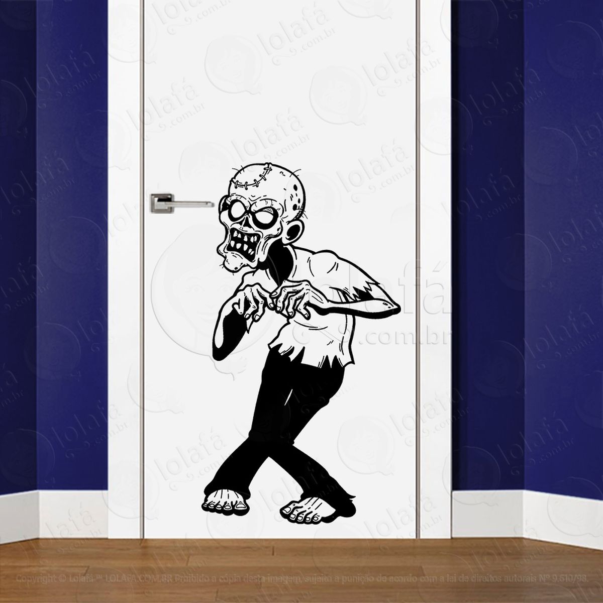 zombie adesivo de parede para quarto, porta e vidro - mod:73