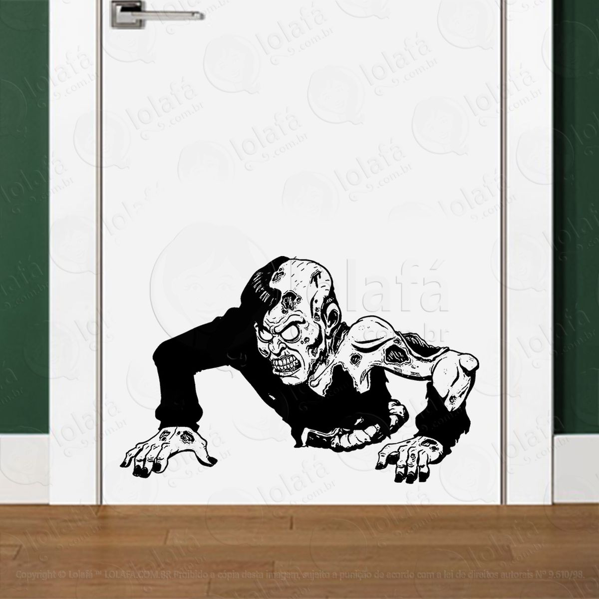 zombie adesivo de parede para quarto, porta e vidro - mod:74