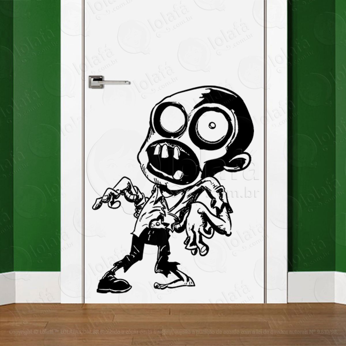zombie adesivo de parede para quarto, porta e vidro - mod:79