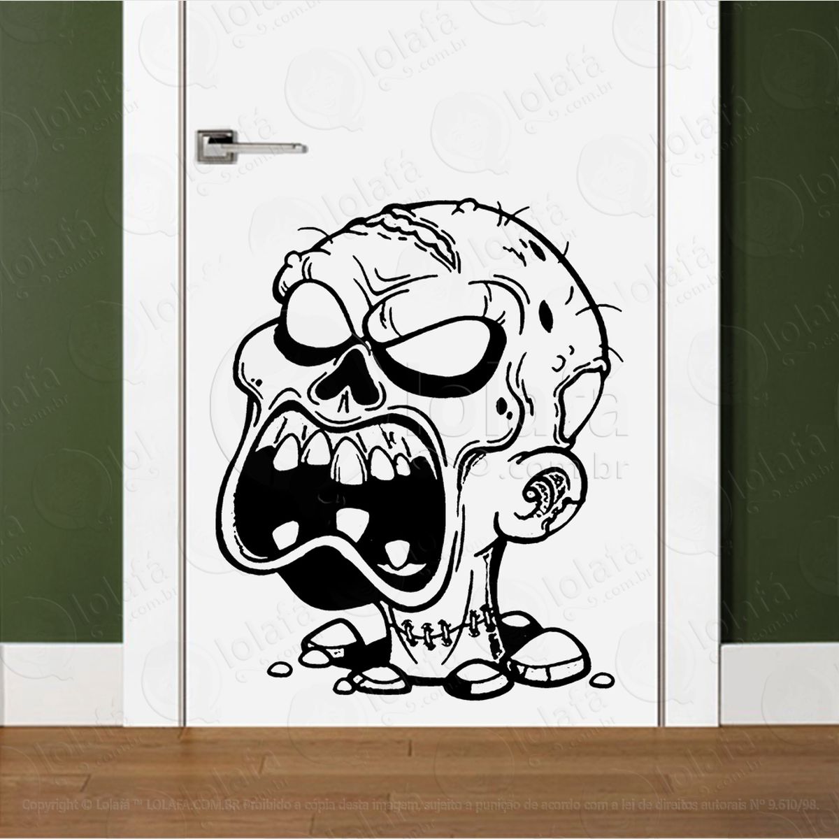 zombie adesivo de parede para quarto, porta e vidro - mod:90