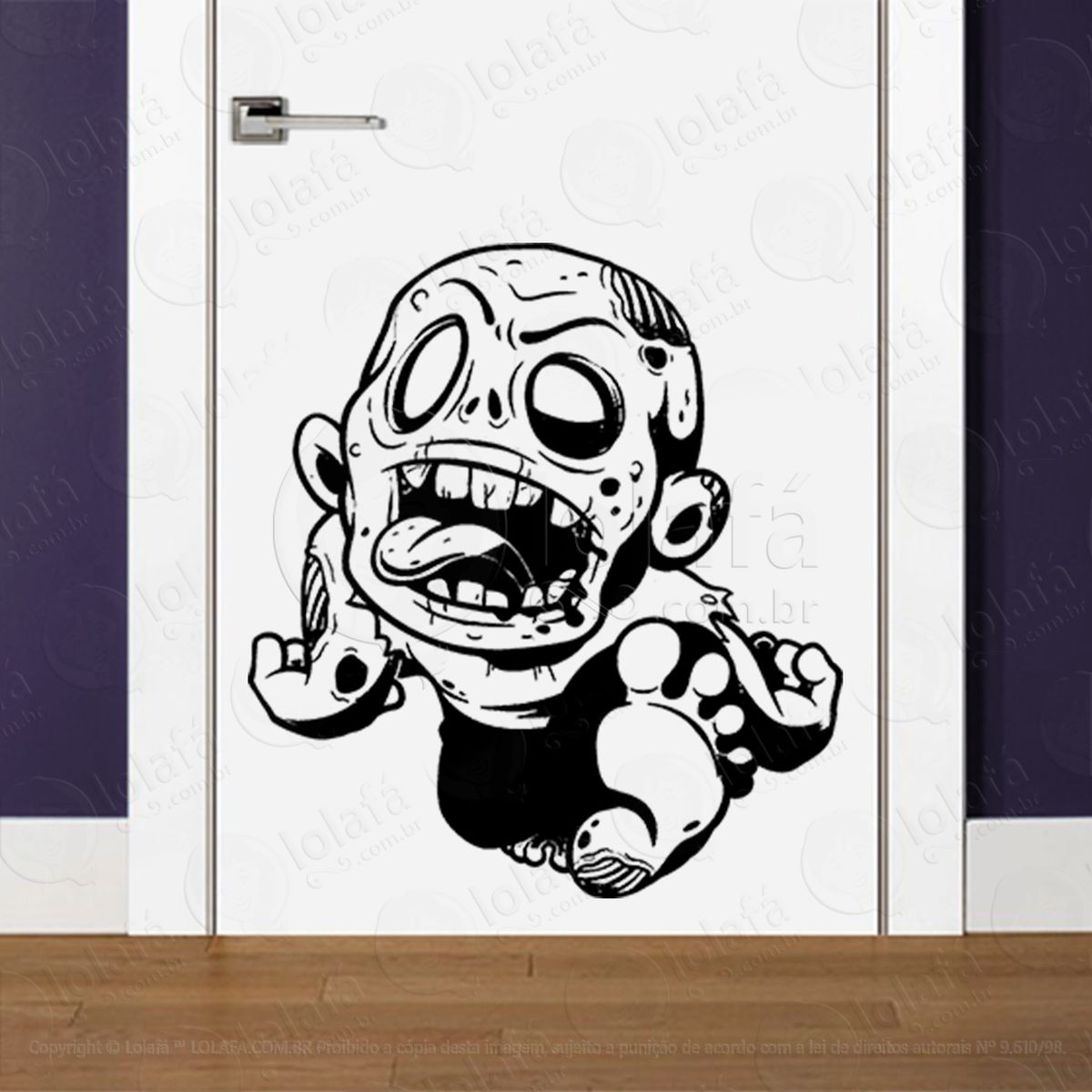 zombie adesivo de parede para quarto, porta e vidro - mod:92