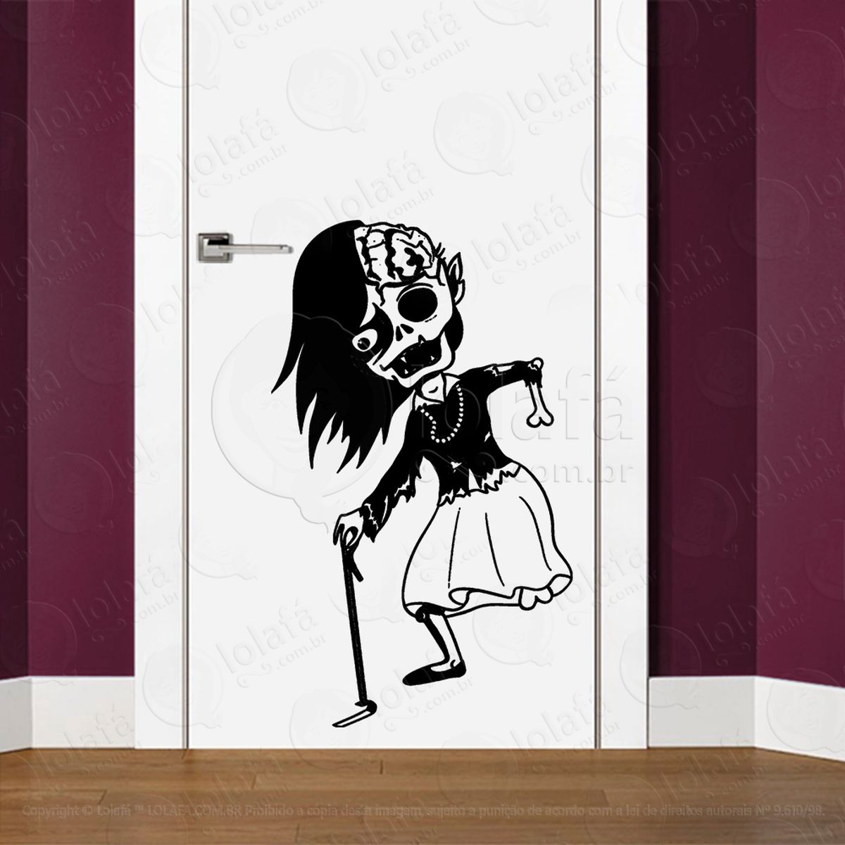 zombie adesivo de parede para quarto, porta e vidro - mod:95