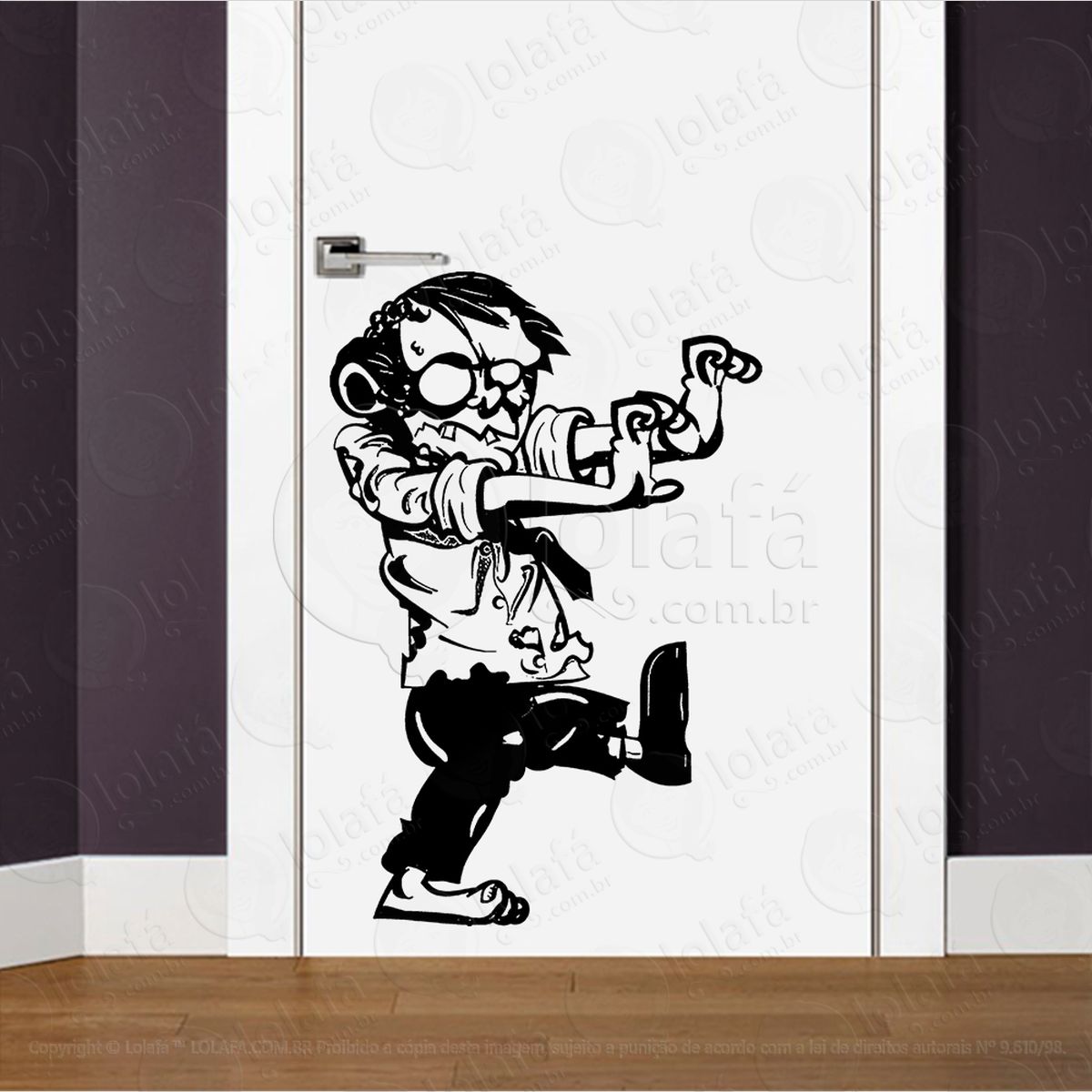zombie adesivo de parede para quarto, porta e vidro - mod:98