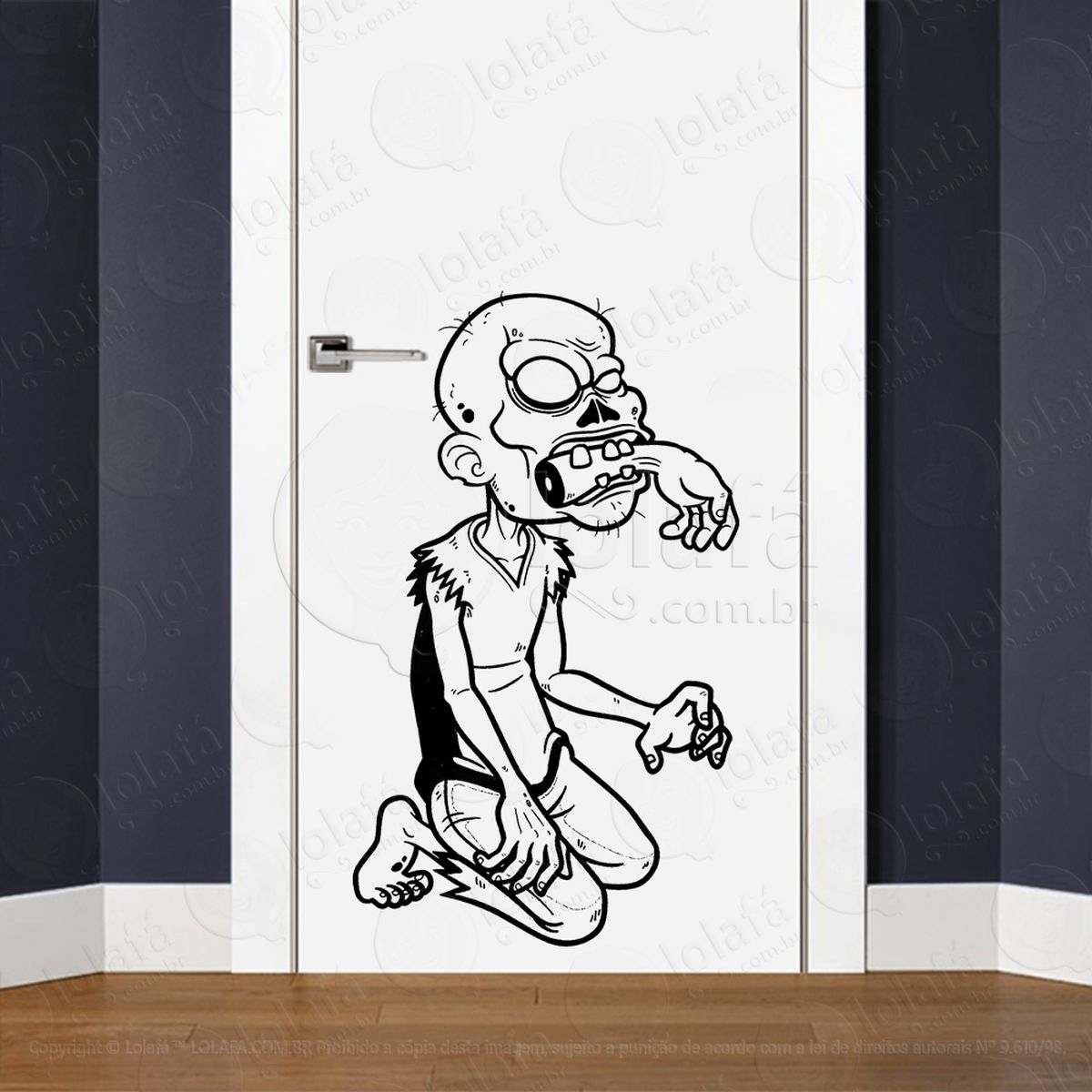 zombie adesivo de parede para quarto, porta e vidro - mod:110