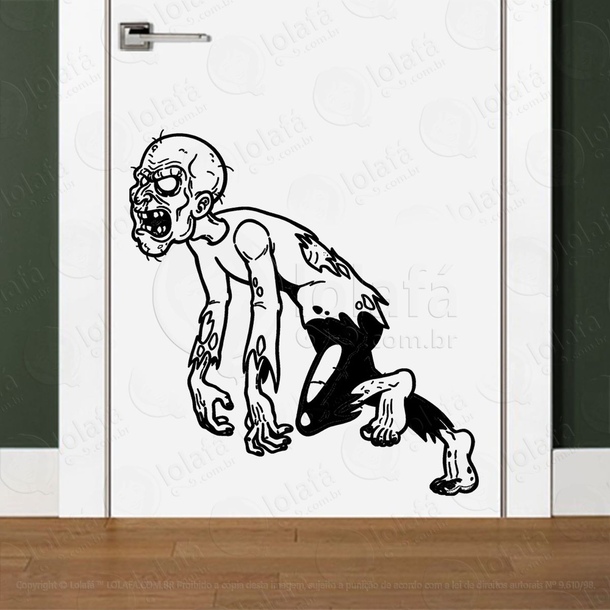 zombie adesivo de parede para quarto, porta e vidro - mod:113