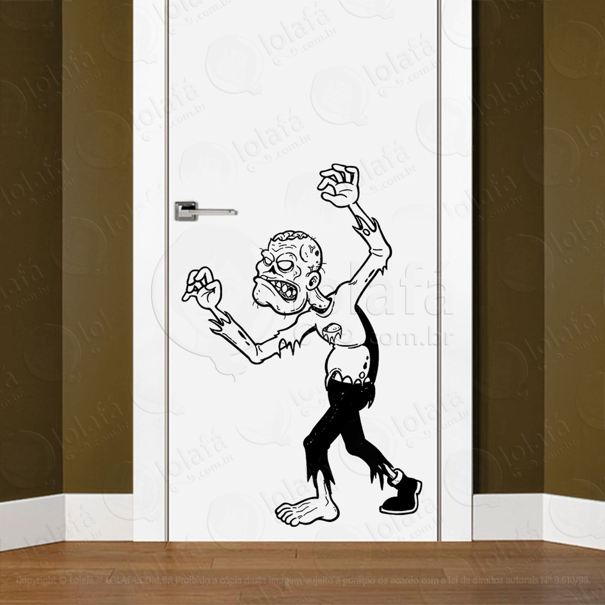 zombie adesivo de parede para quarto, porta e vidro - mod:114