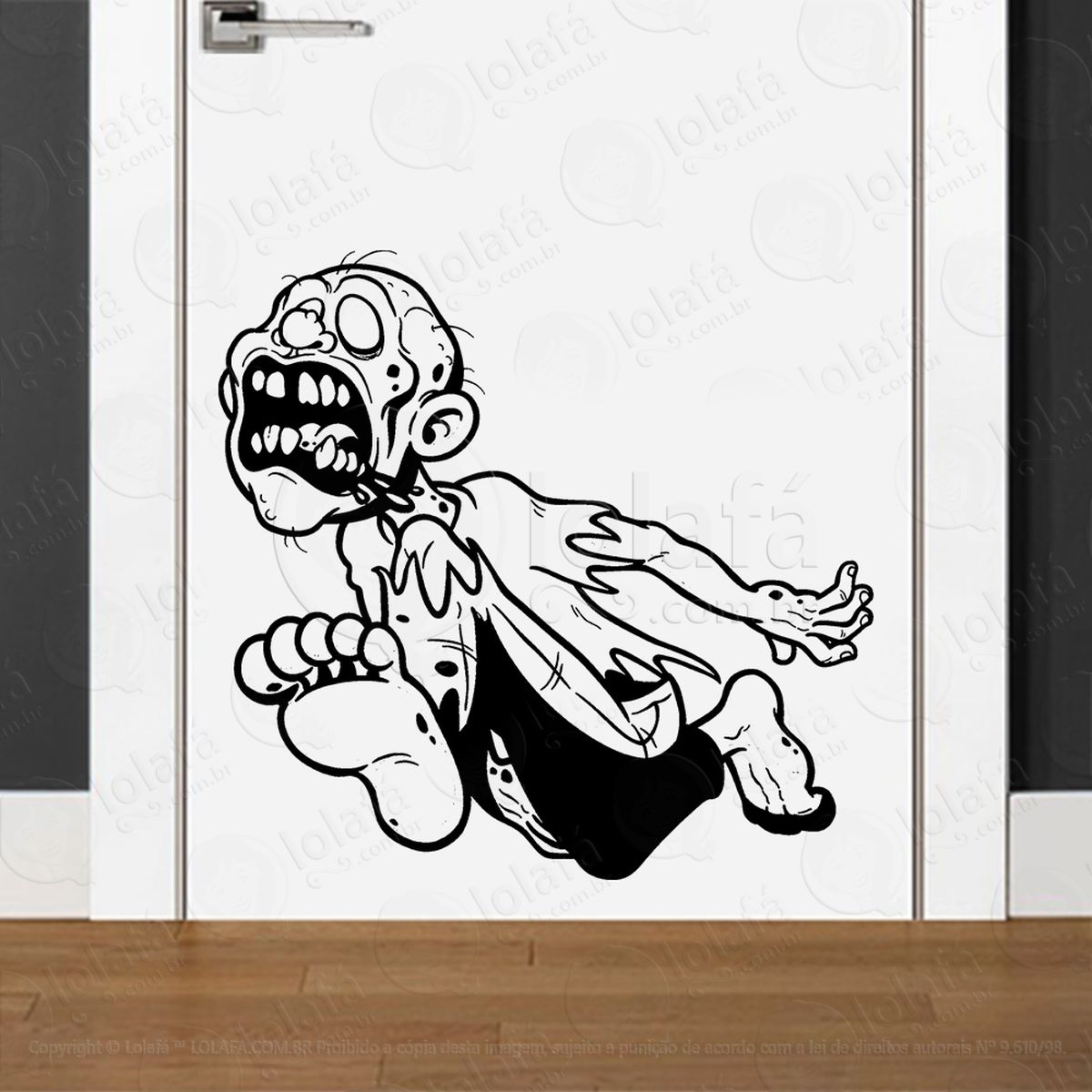 zombie adesivo de parede para quarto, porta e vidro - mod:117